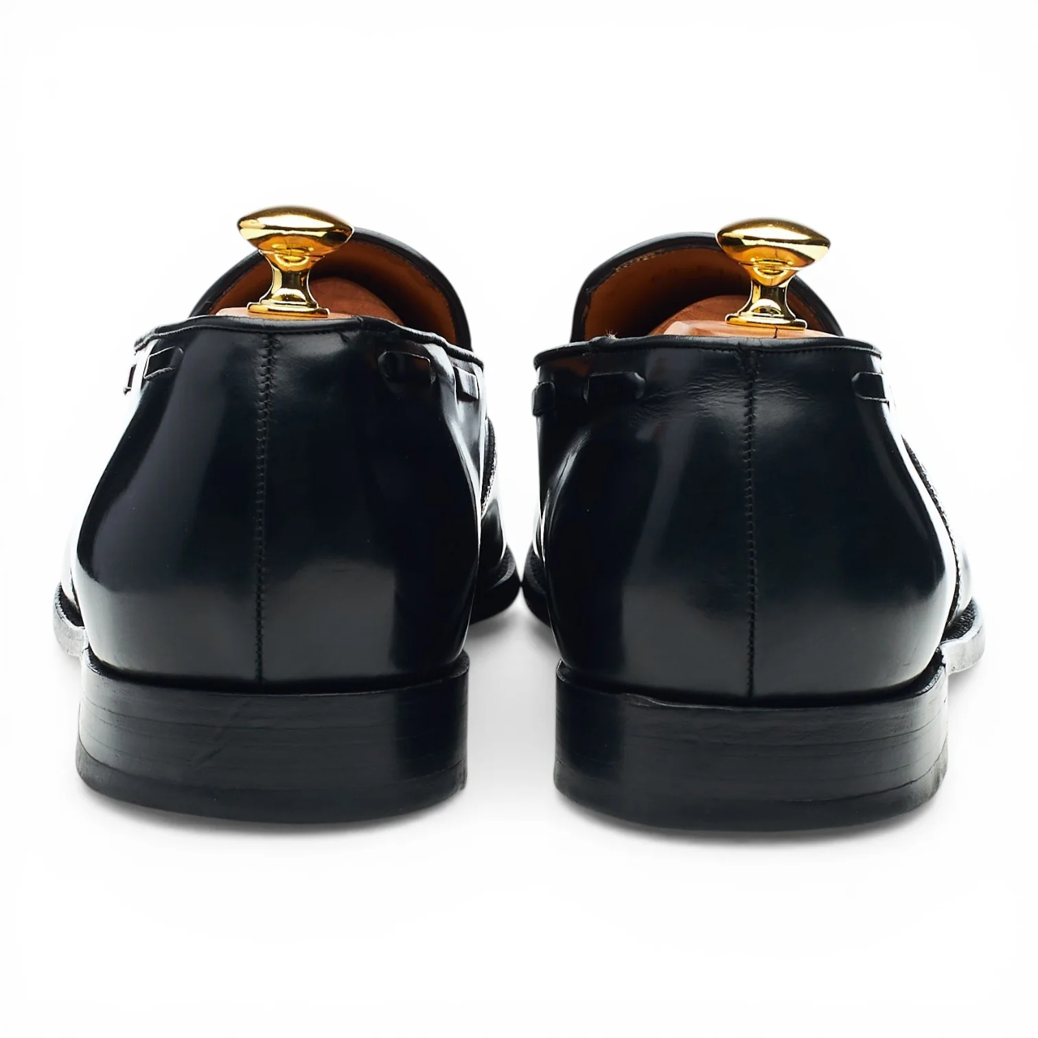 'Clive' Black Leather Tassel Loafers UK 12 F - Image 4
