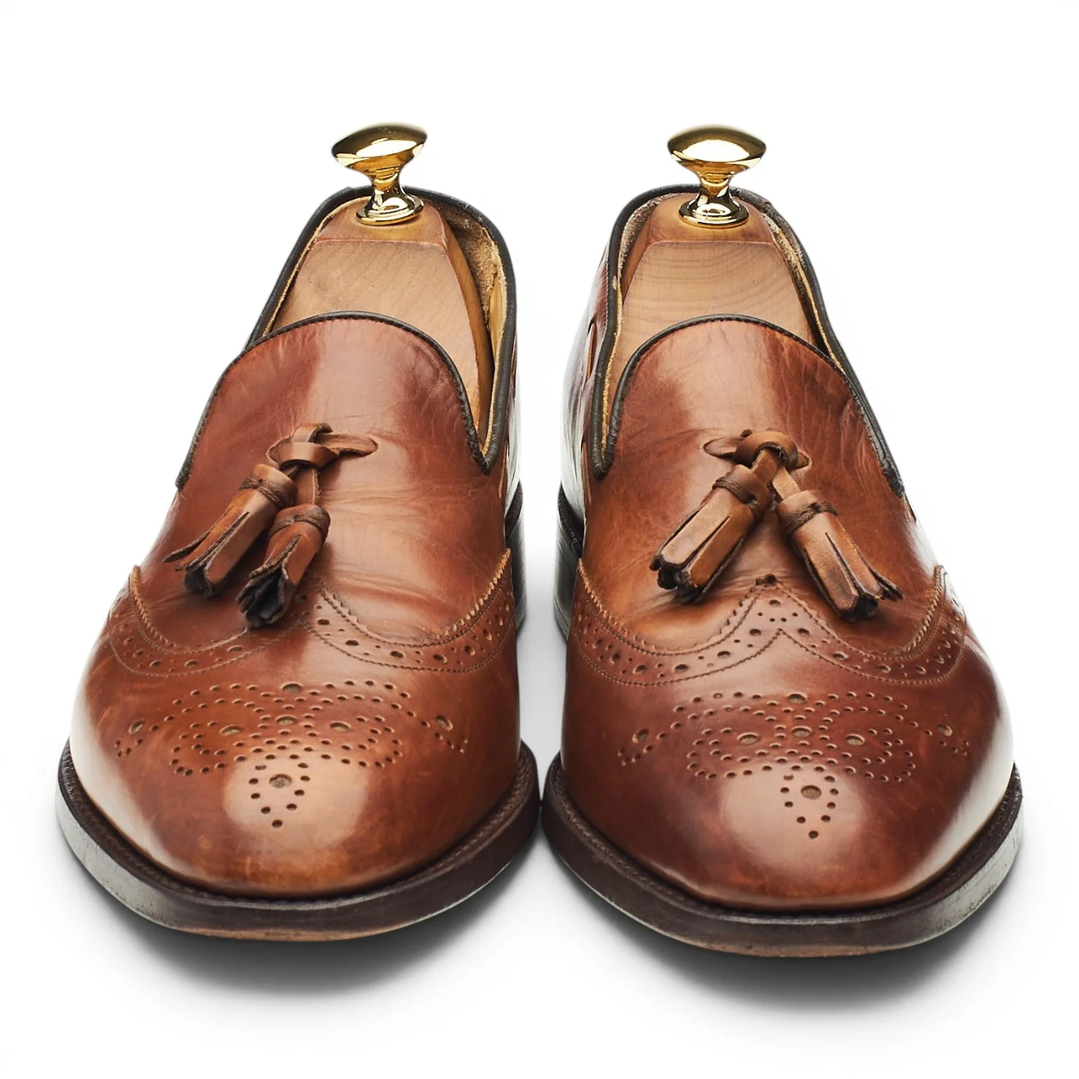 'Clive' Tan Brown Leather Tassel Loafers UK 6.5 F - Image 2