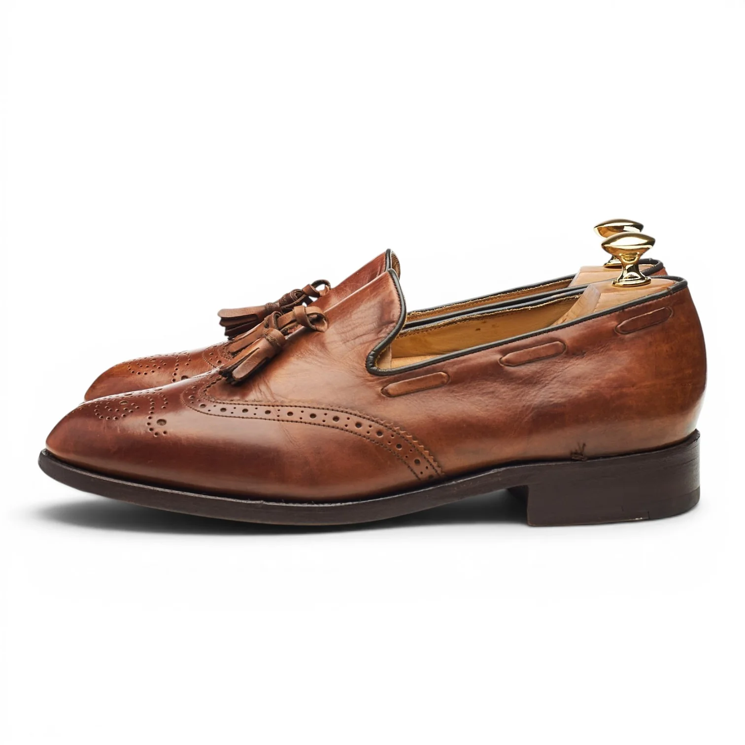 'Clive' Tan Brown Leather Tassel Loafers UK 6.5 F - Image 3