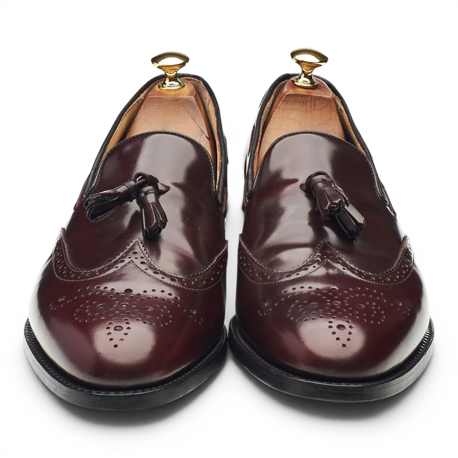 'Clive' Burgundy Leather Tassel Loafers UK 9.5 F - Image 2