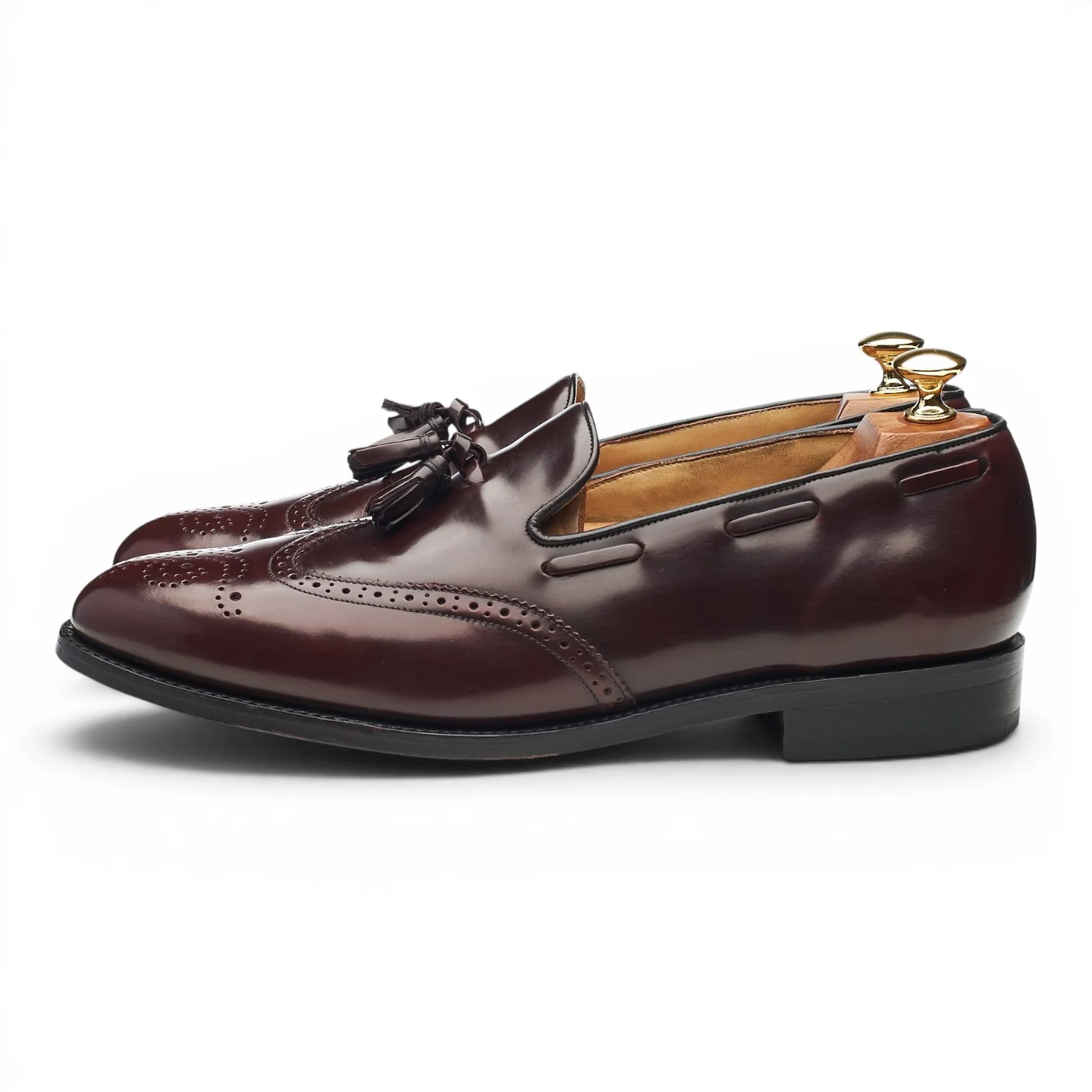 'Clive' Burgundy Leather Tassel Loafers UK 9.5 F - Image 3