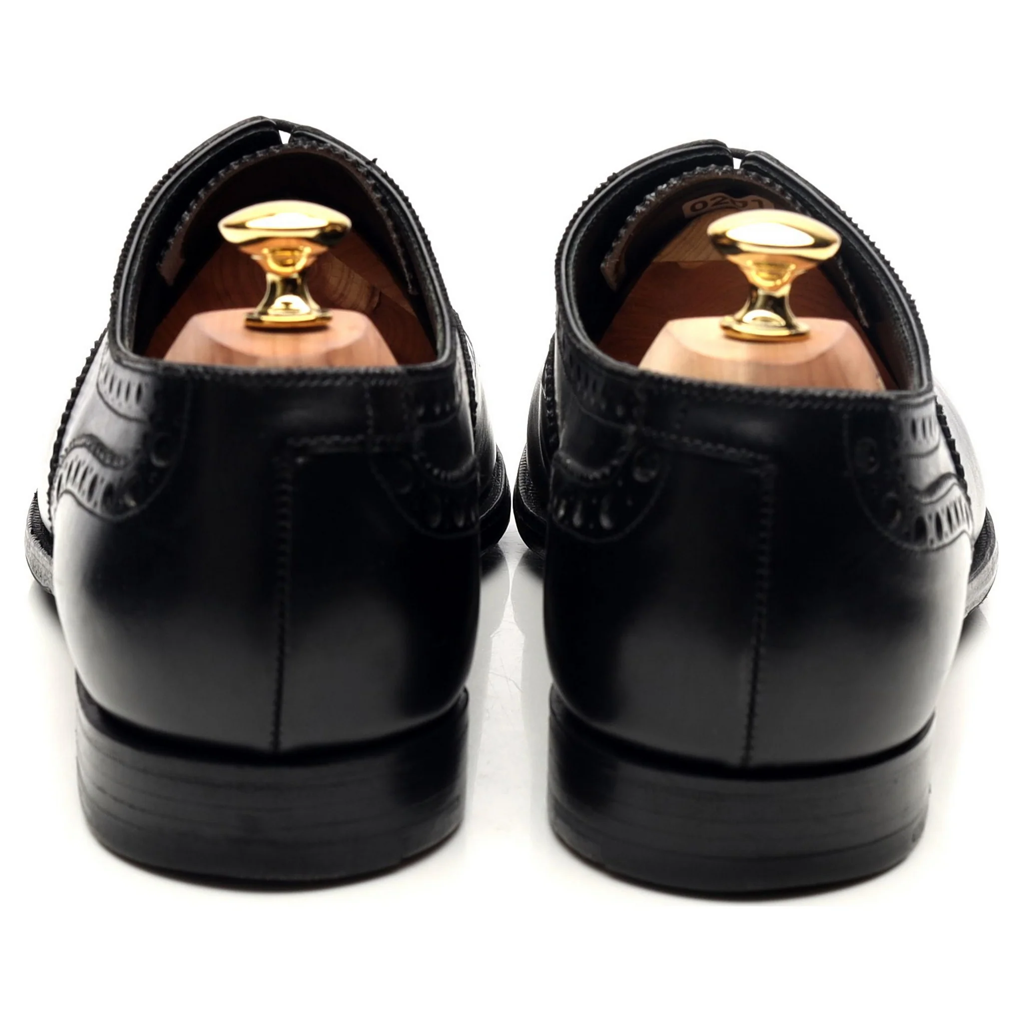 Black Leather Oxford Semi Brogues UK 10 E - Image 4