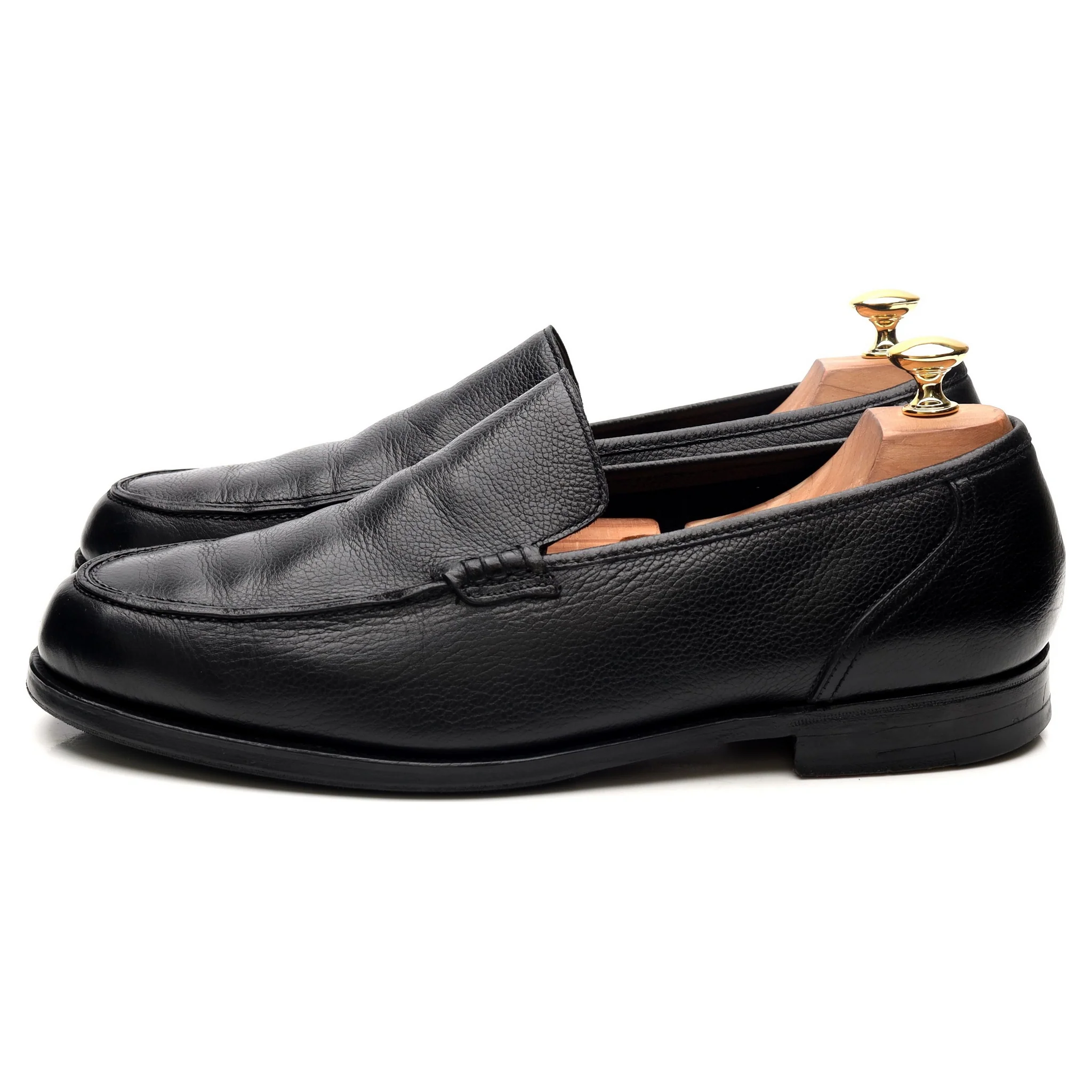 Black Leather Loafers UK 11 E - Image 2