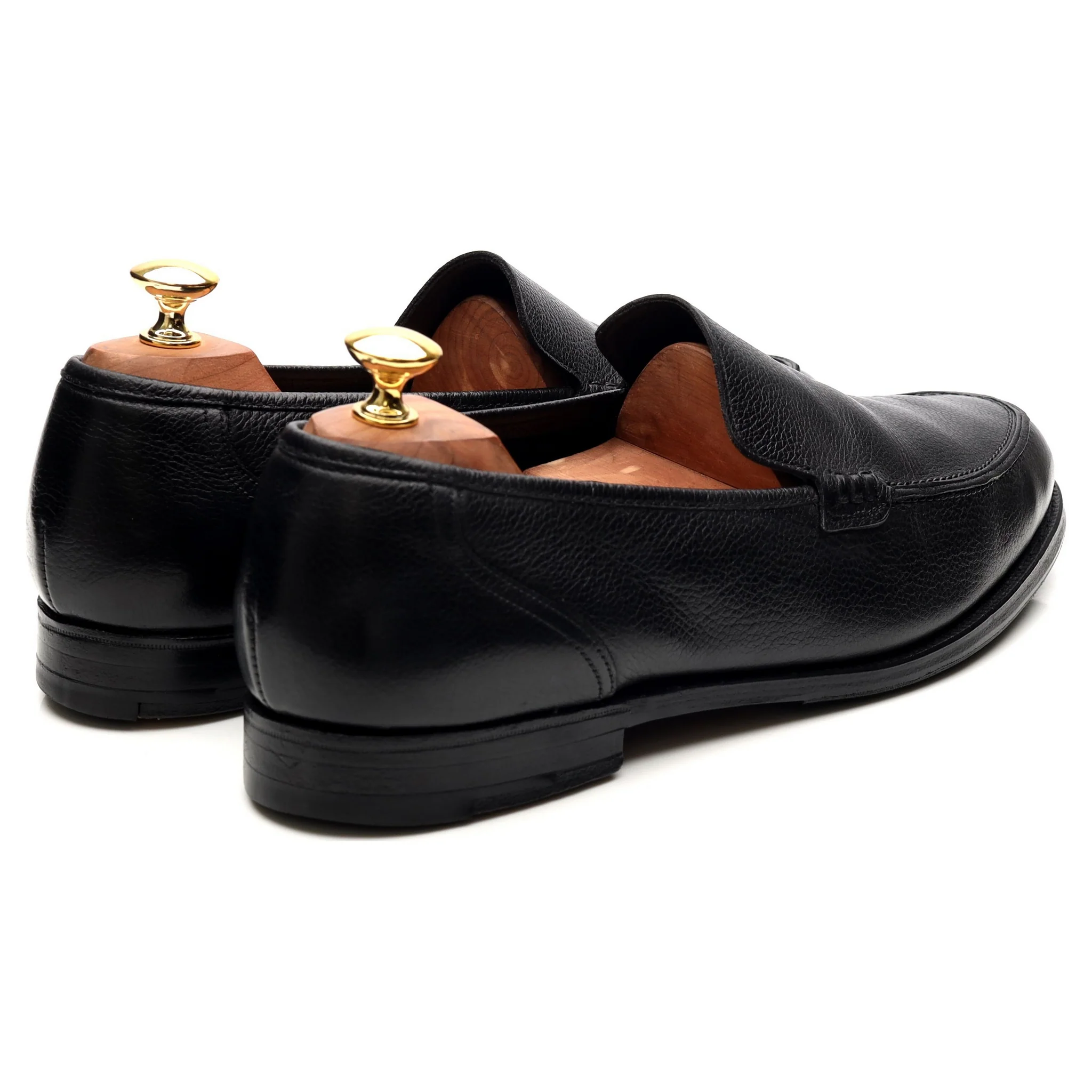 Black Leather Loafers UK 11 E - Image 5