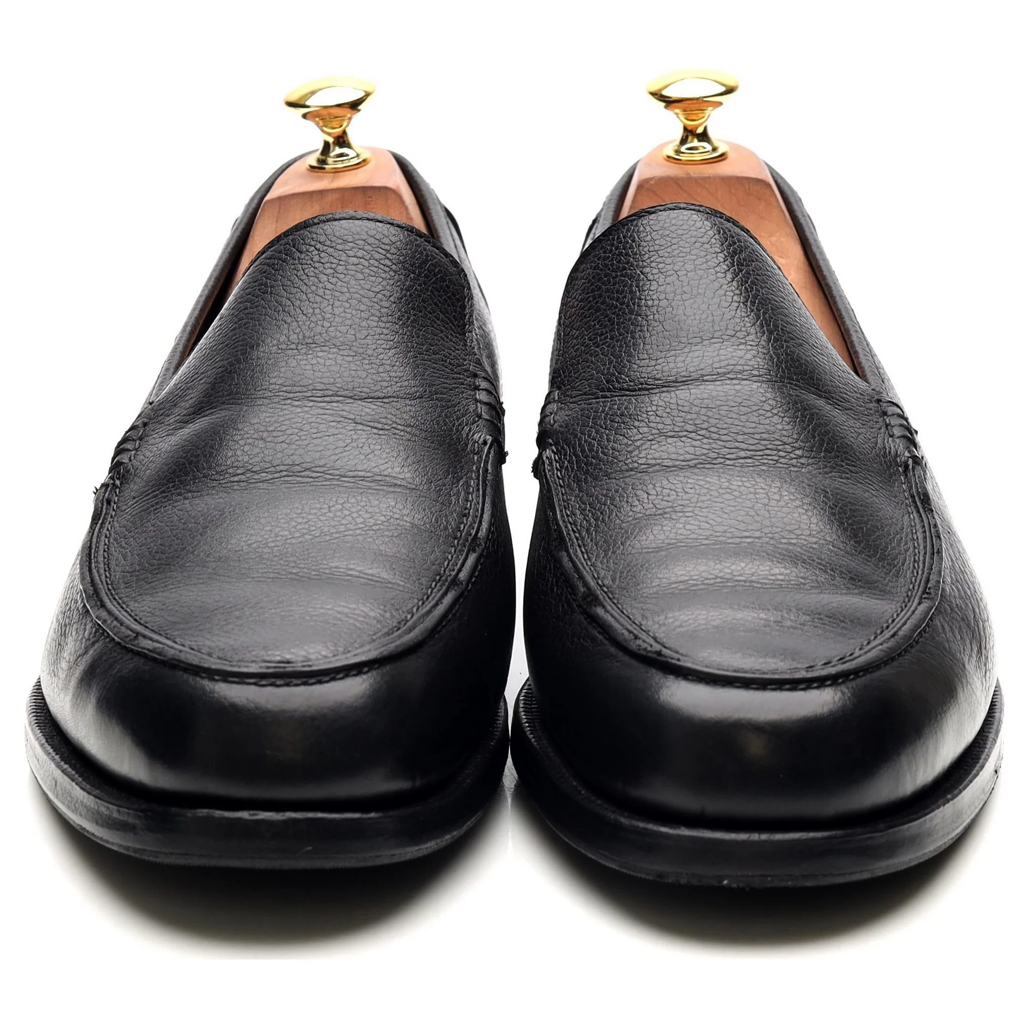 Black Leather Loafers UK 11 E - Image 8