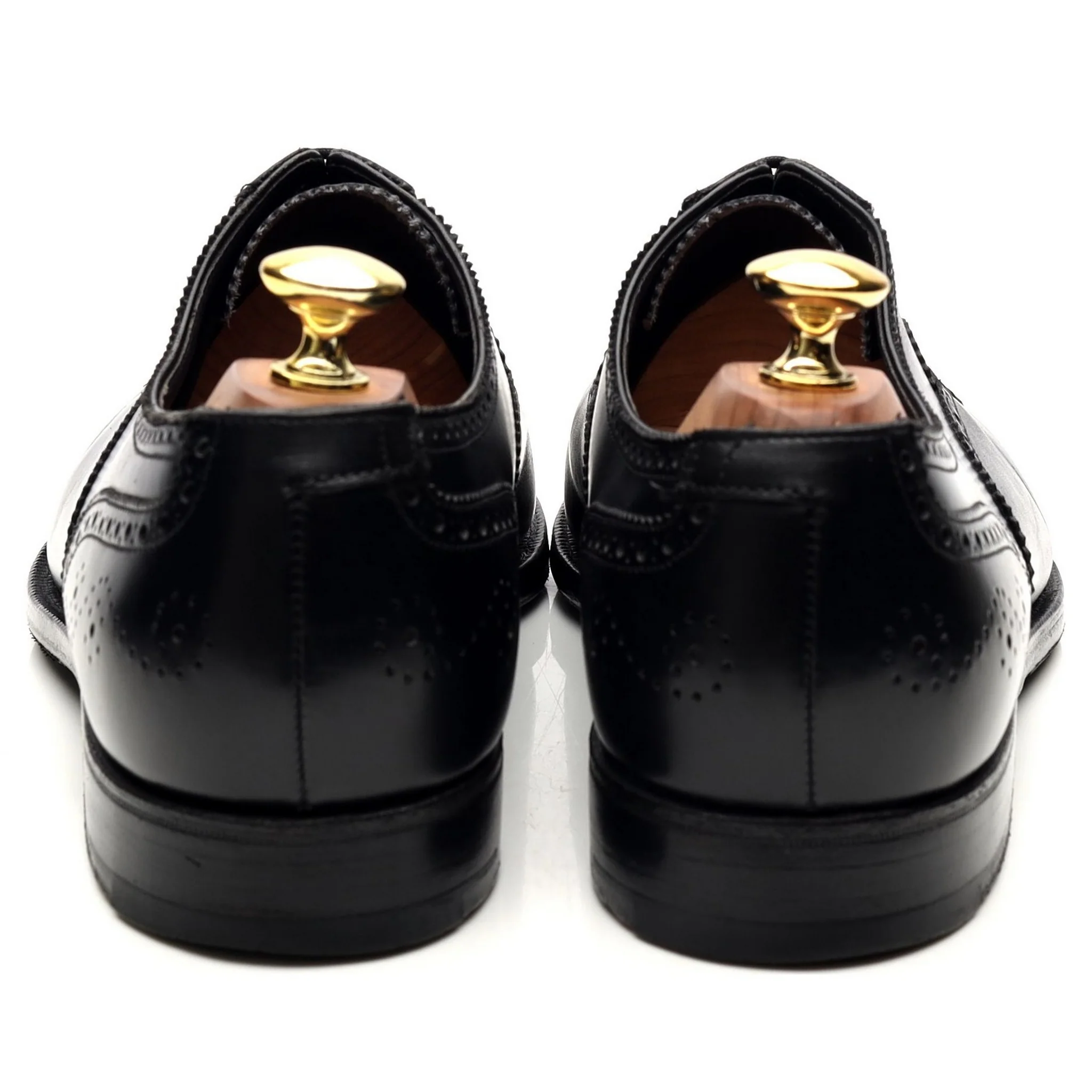 Black Leather Oxford Semi Brogues UK 8 G - Image 4