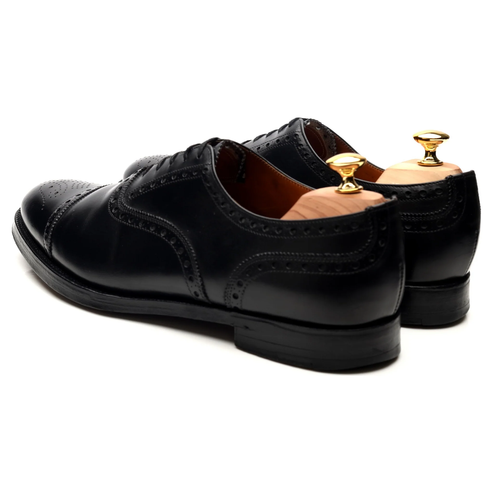 Black Leather Oxford Semi Brogues UK 11 F - Image 3