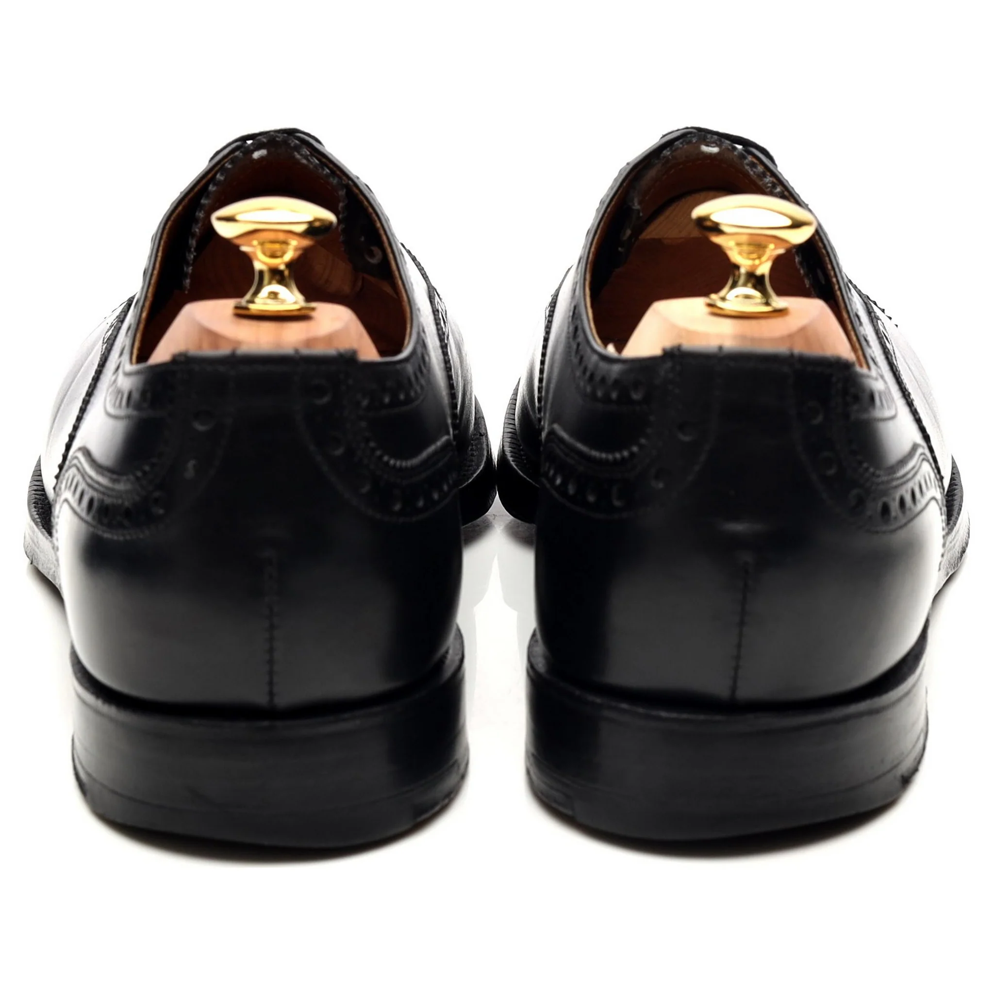 Black Leather Oxford Semi Brogues UK 11 F - Image 4