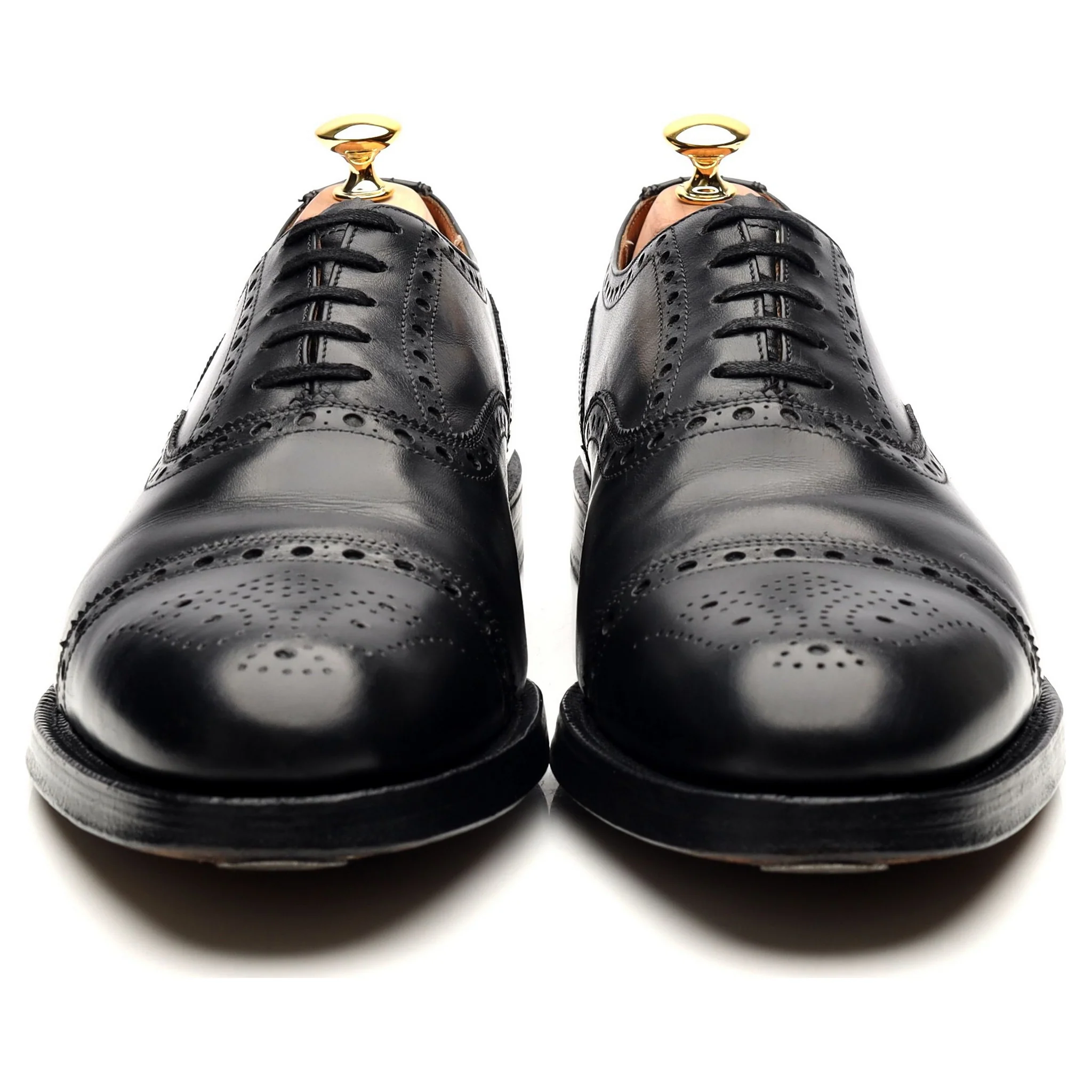 Black Leather Oxford Semi Brogues UK 11 F - Image 8