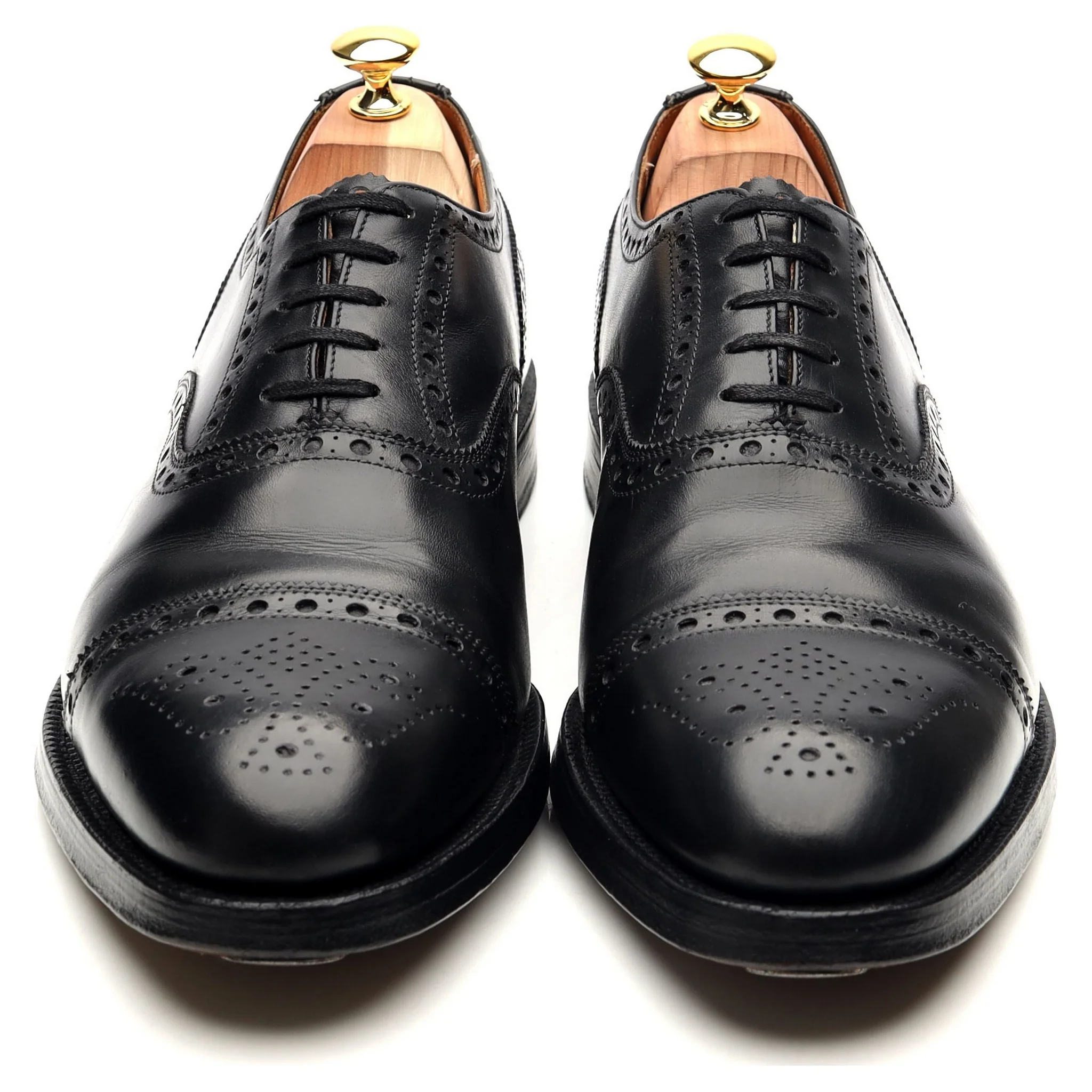 Black Leather Oxford Semi Brogues UK 11 F - Image 9