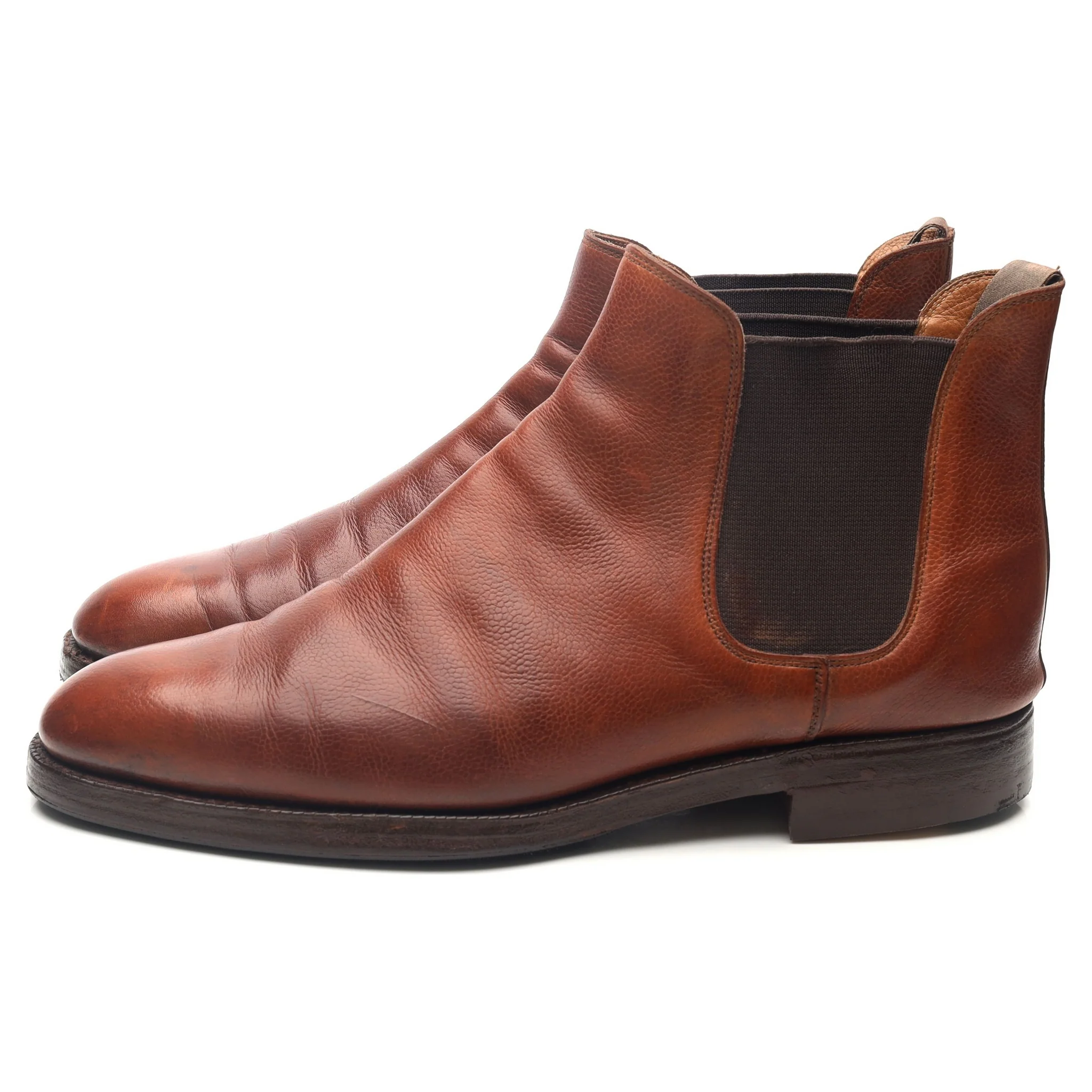 'Chelsea' Tan Brown Leather Chelsea Boots UK 10 E - Image 2