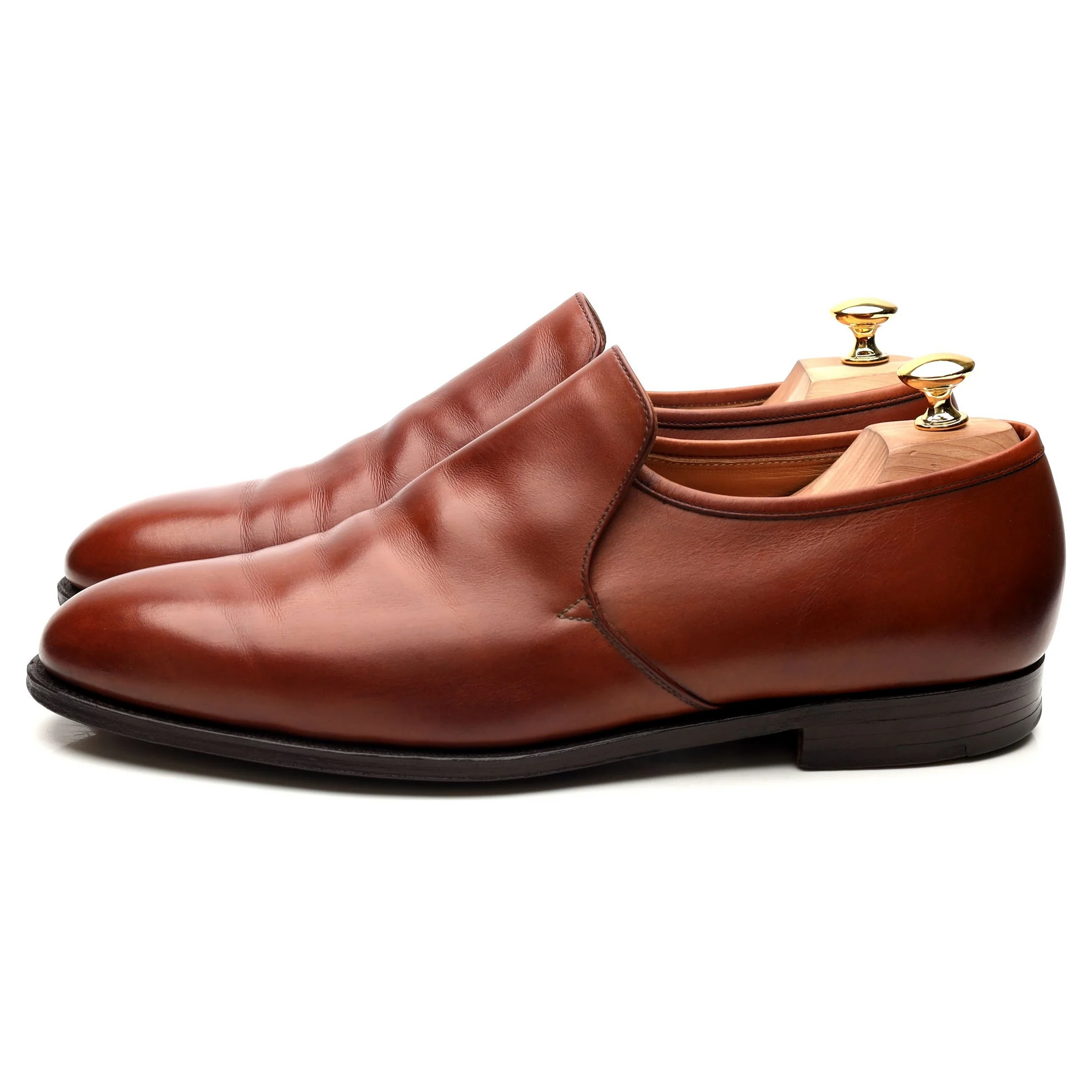 Tan Brown Leather Loafers UK 11 E - Image 2