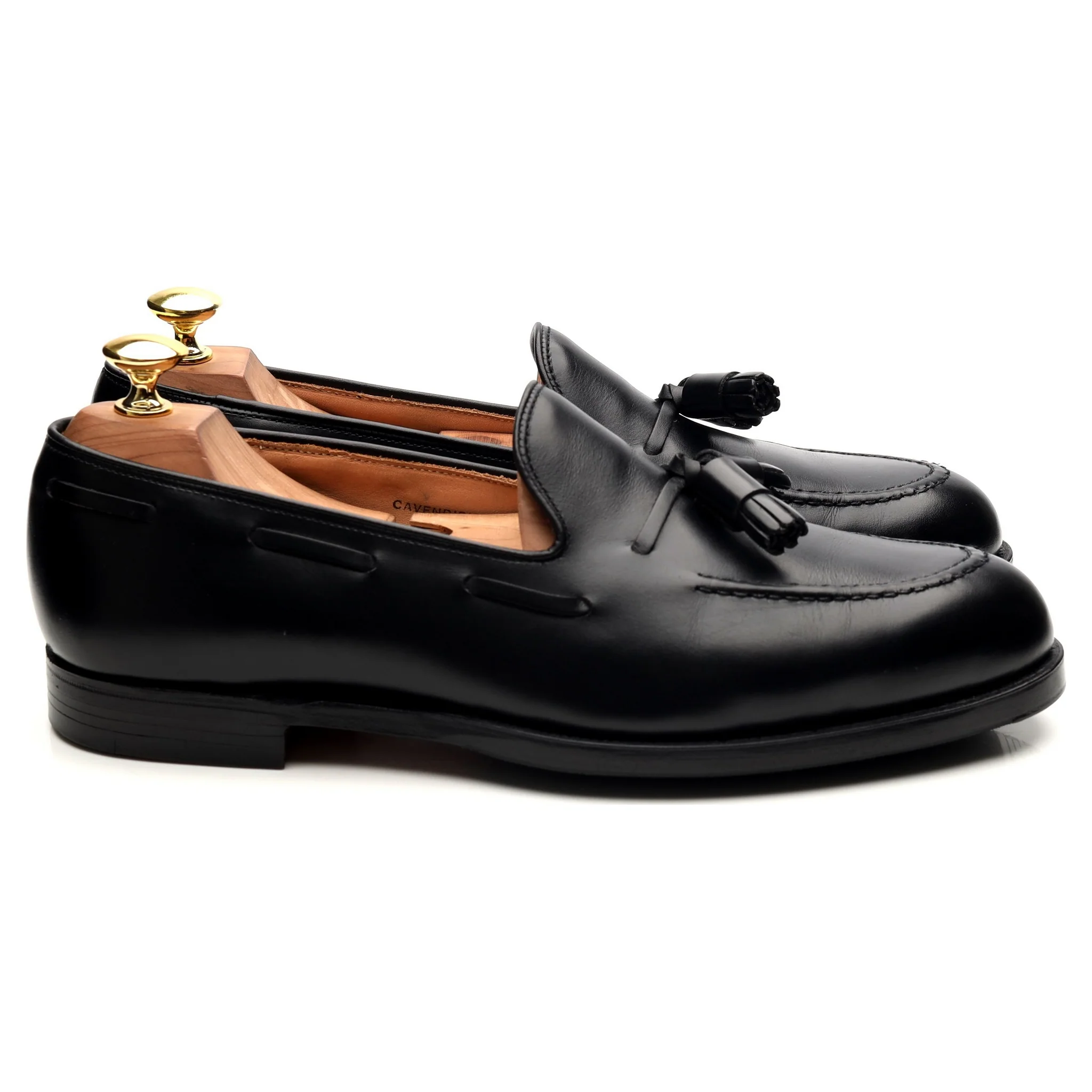 'Cavendish 2' Black Leather Tassel Loafers UK 8 E - Image 6