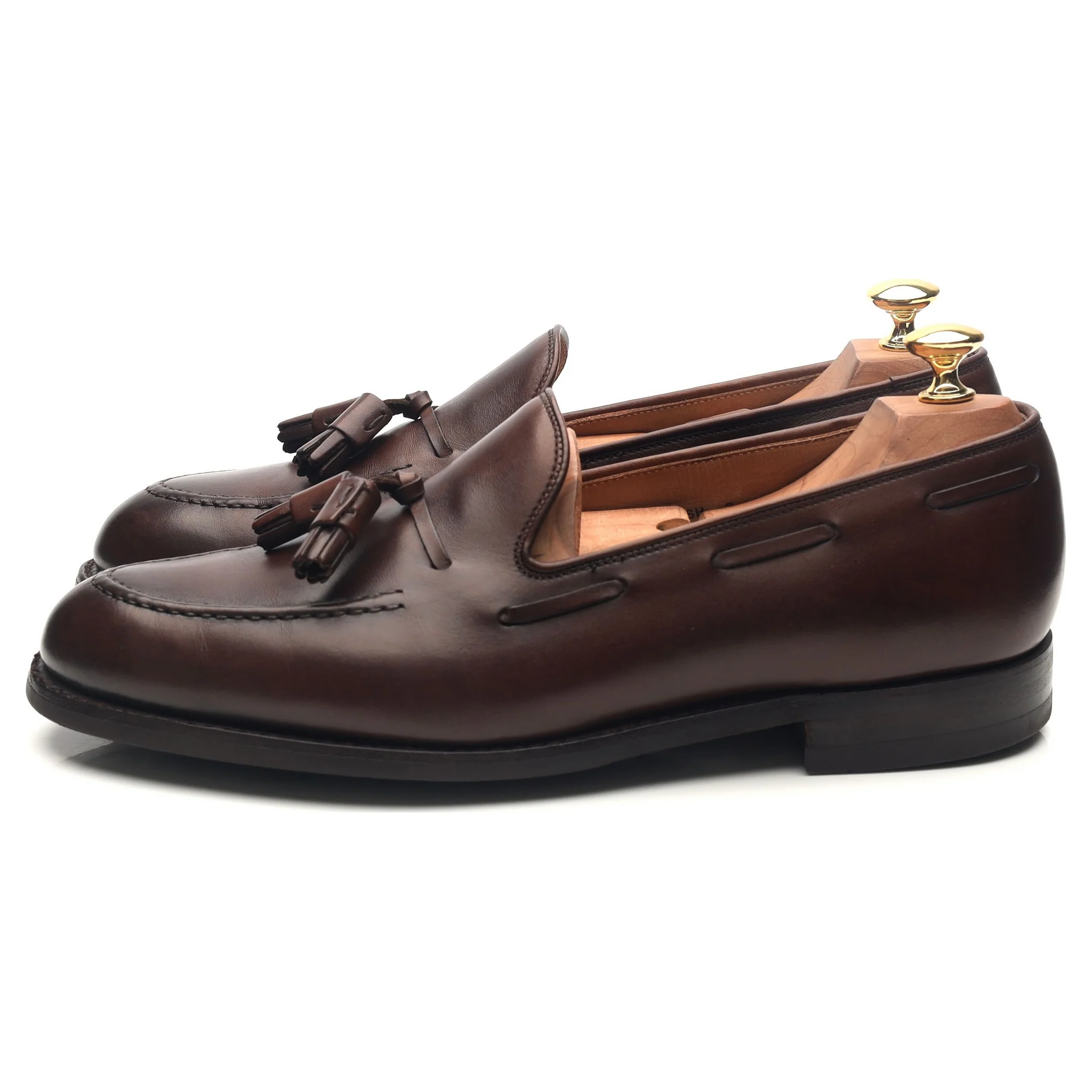 'Cavendish 2' Dark Brown Leather Tassel Loafers UK 9 E - Image 2