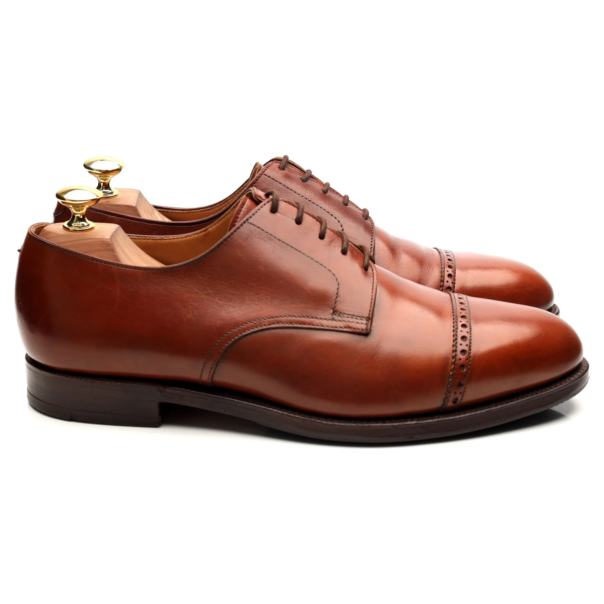'Draycott' Tan Brown Leather Cap Toe Derby UK 8.5 G - Image 6