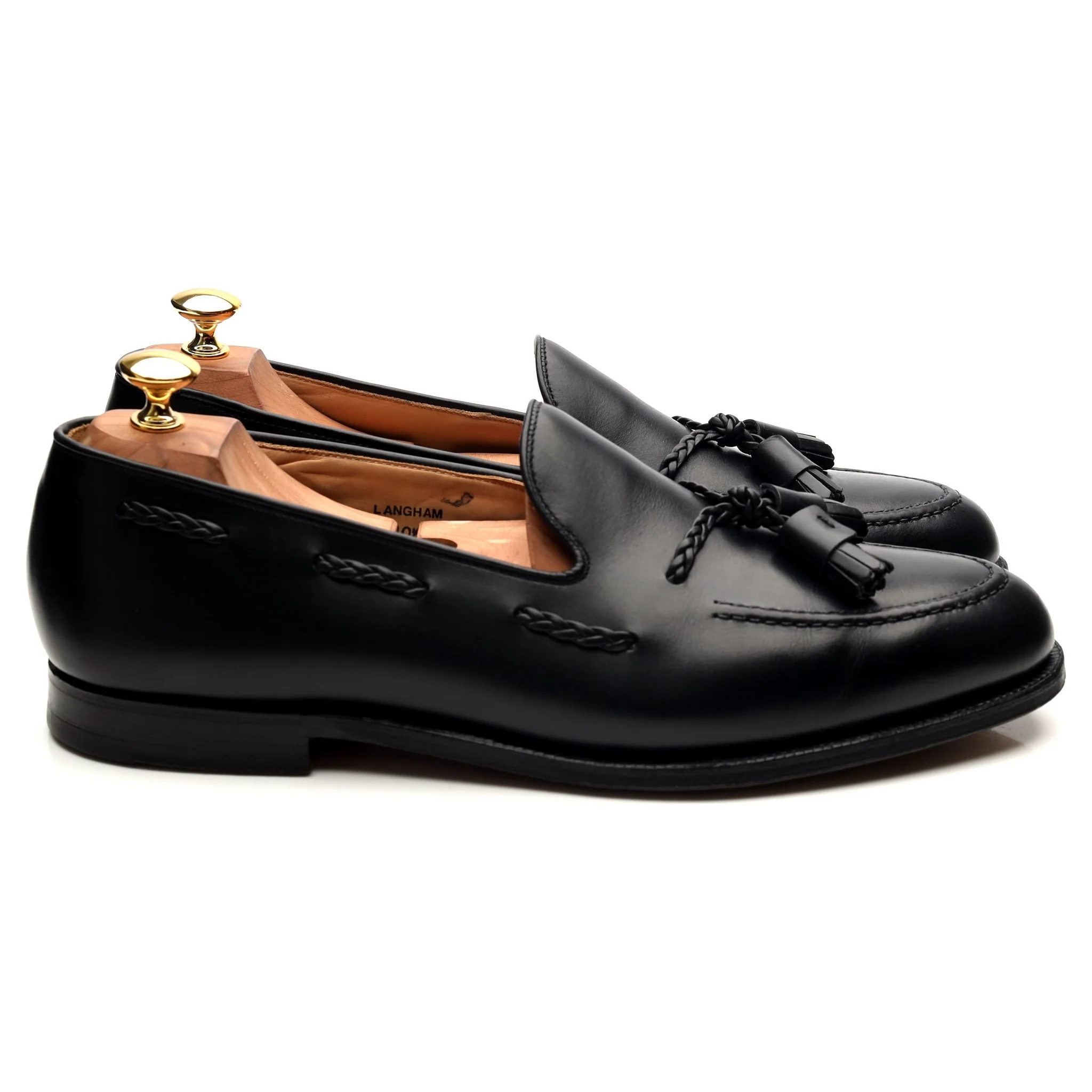 'Langham' Black Leather Tassel Loafers UK 10.5 EX - Image 6