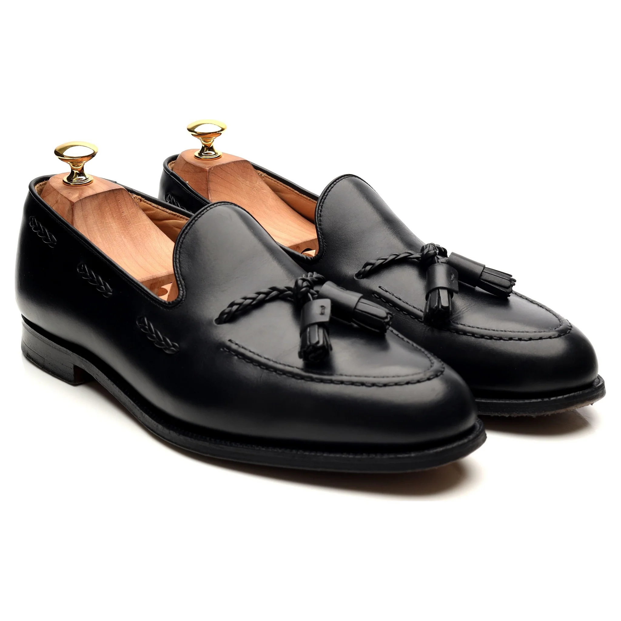 'Langham' Black Leather Tassel Loafers UK 10.5 EX - Image 7