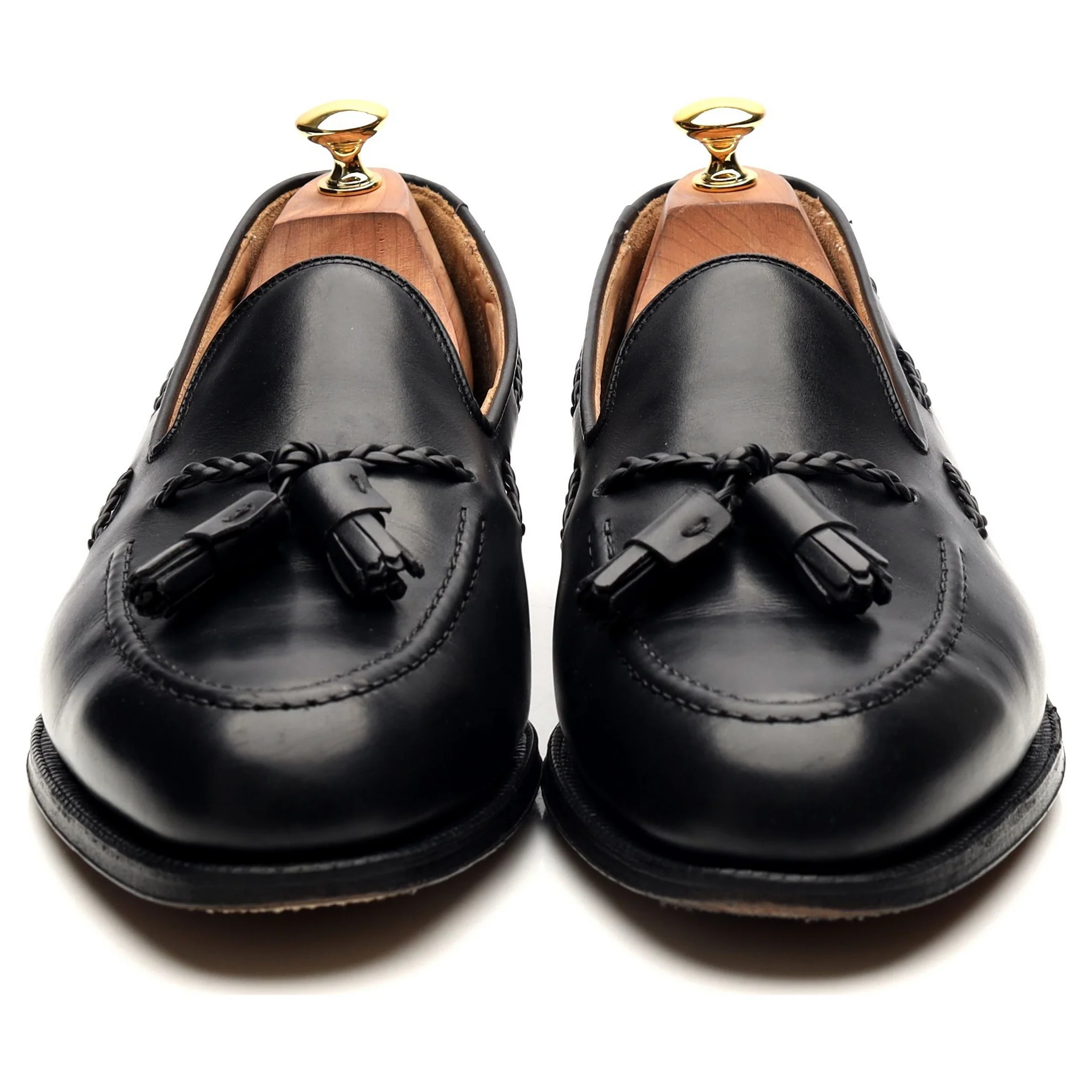 'Langham' Black Leather Tassel Loafers UK 10.5 EX - Image 8