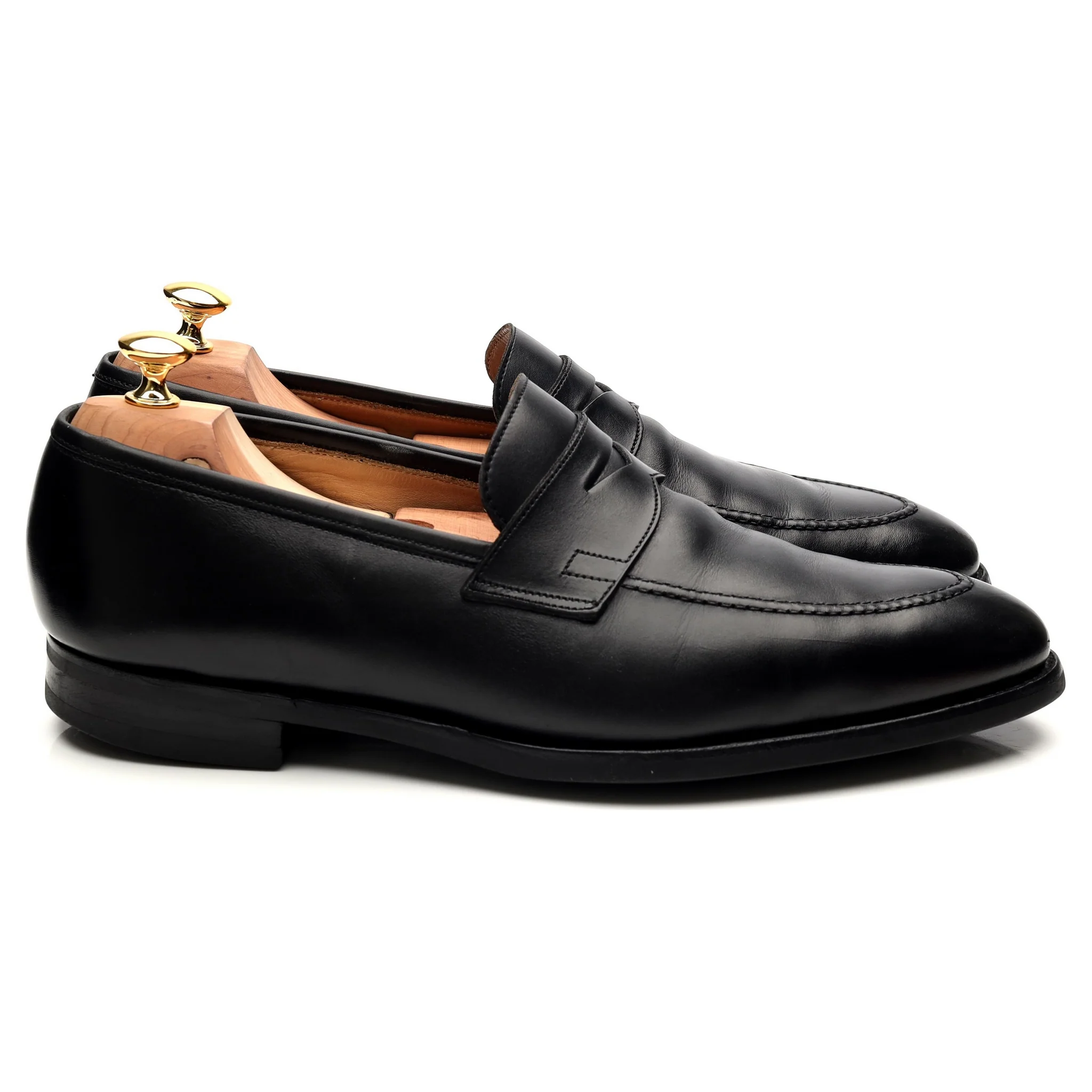 'Sydney' Black Leather Loafers UK 10 E - Image 6