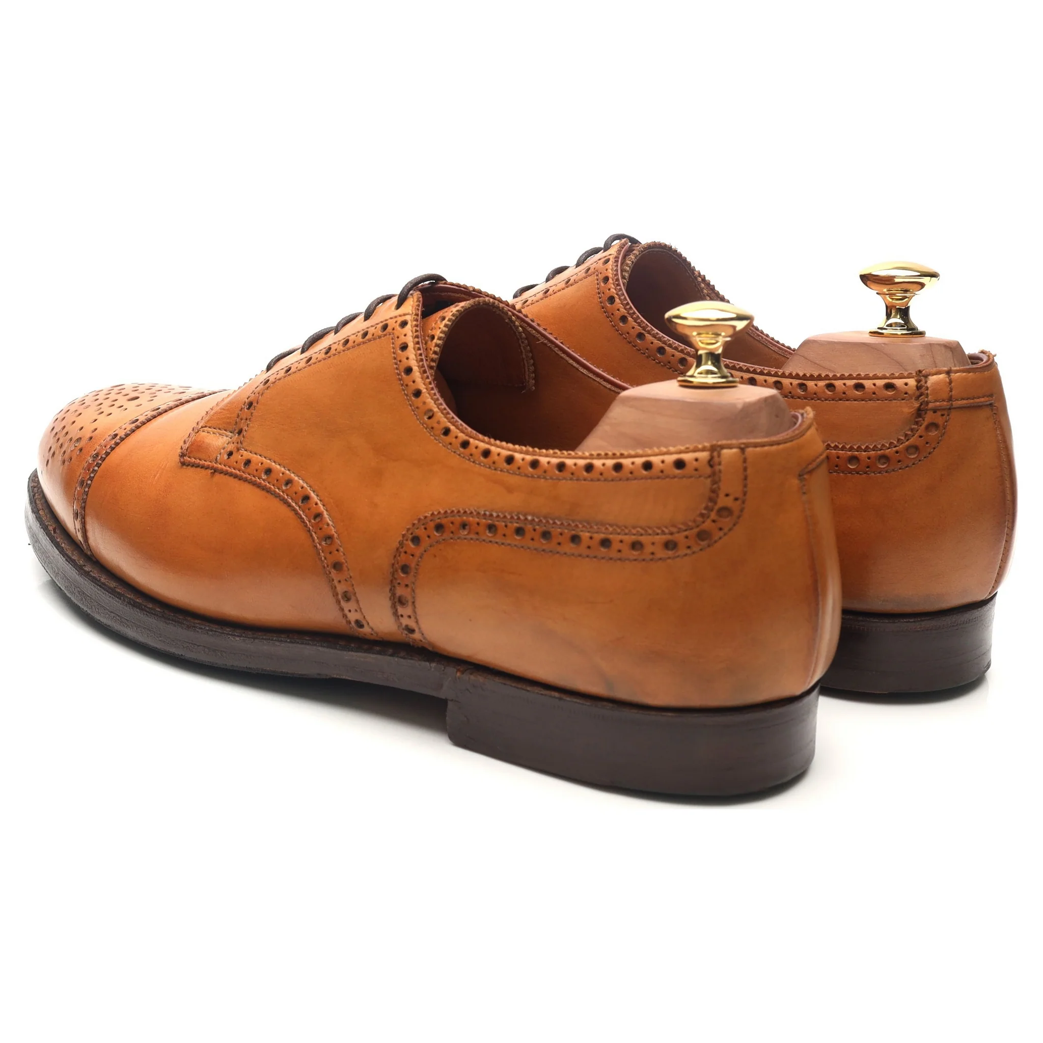 'Wein' Tan Brown Leather Apron Derby Brogues UK 10 E - Image 3