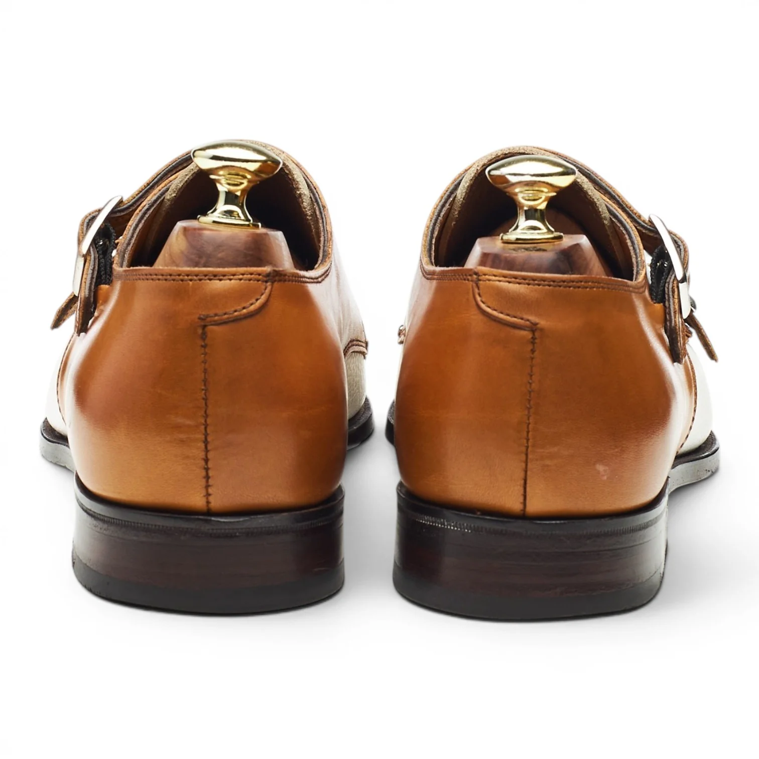 'Darcy' Tan Brown and White Leather Double Monk Strap UK 7.5 - Image 4