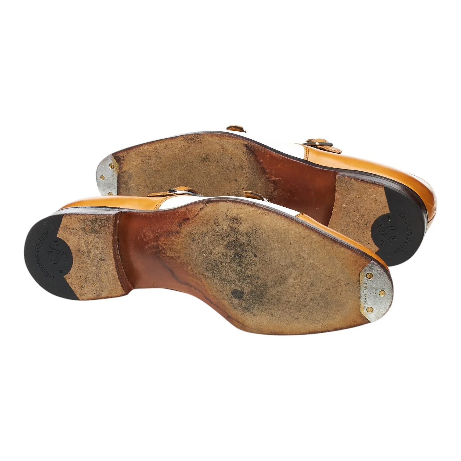 'Darcy' Tan Brown and White Leather Double Monk Strap UK 7.5 - Image 5