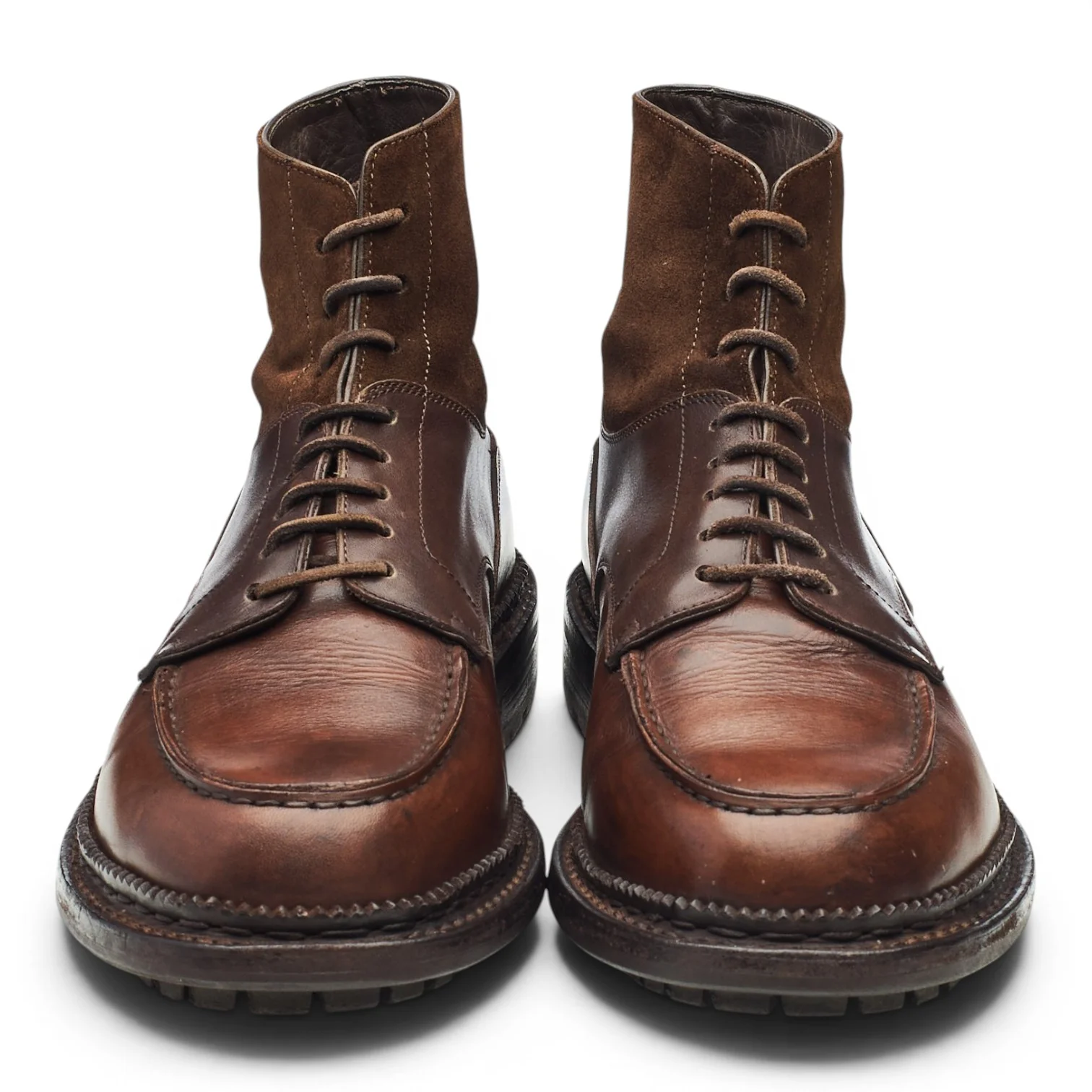 Dark Brown Leather Moc Toe Boots UK 7.5 US 8 - Image 2