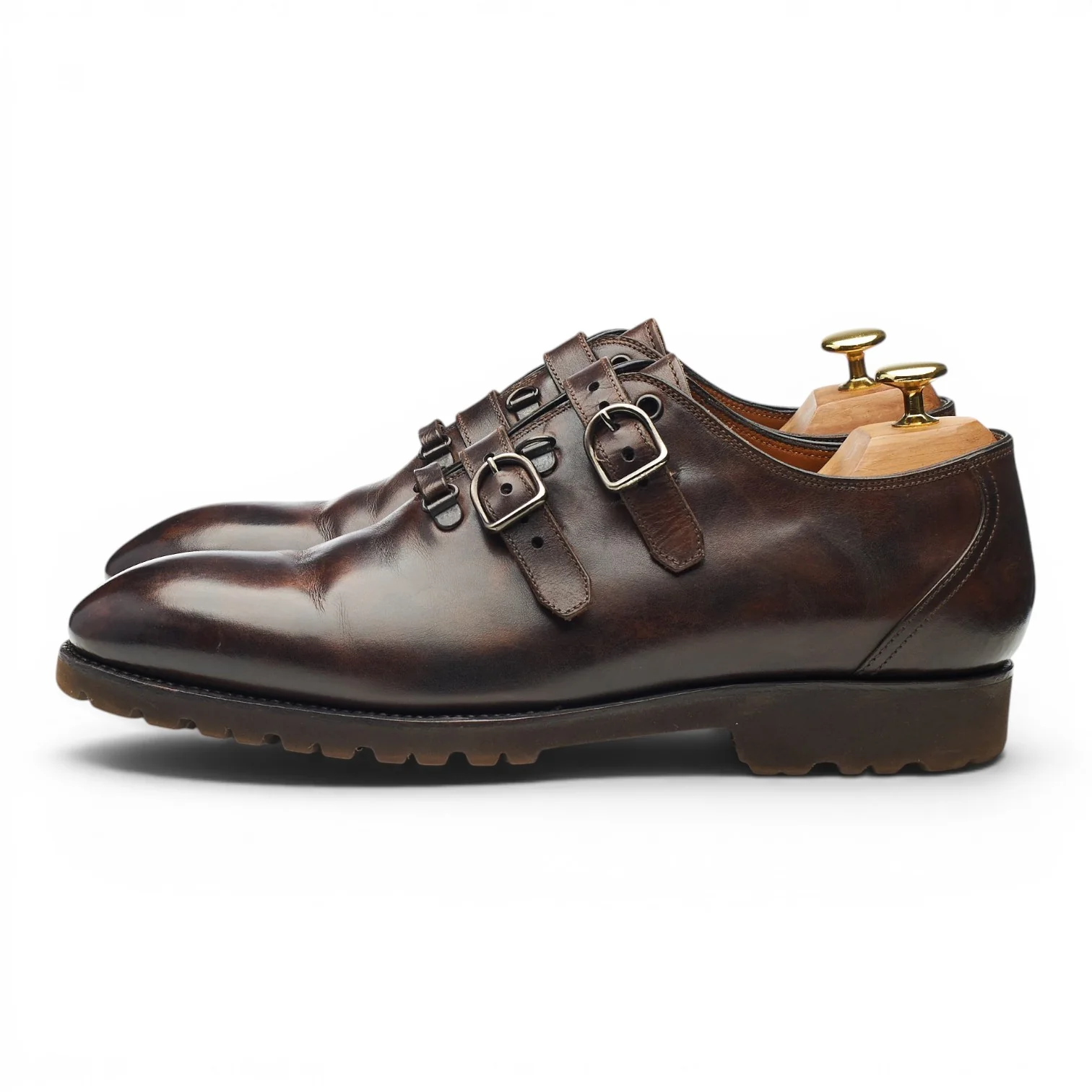 Dark Brown Museum Leather Double Monk Strap UK 8.5 EU 42.5 - Image 3