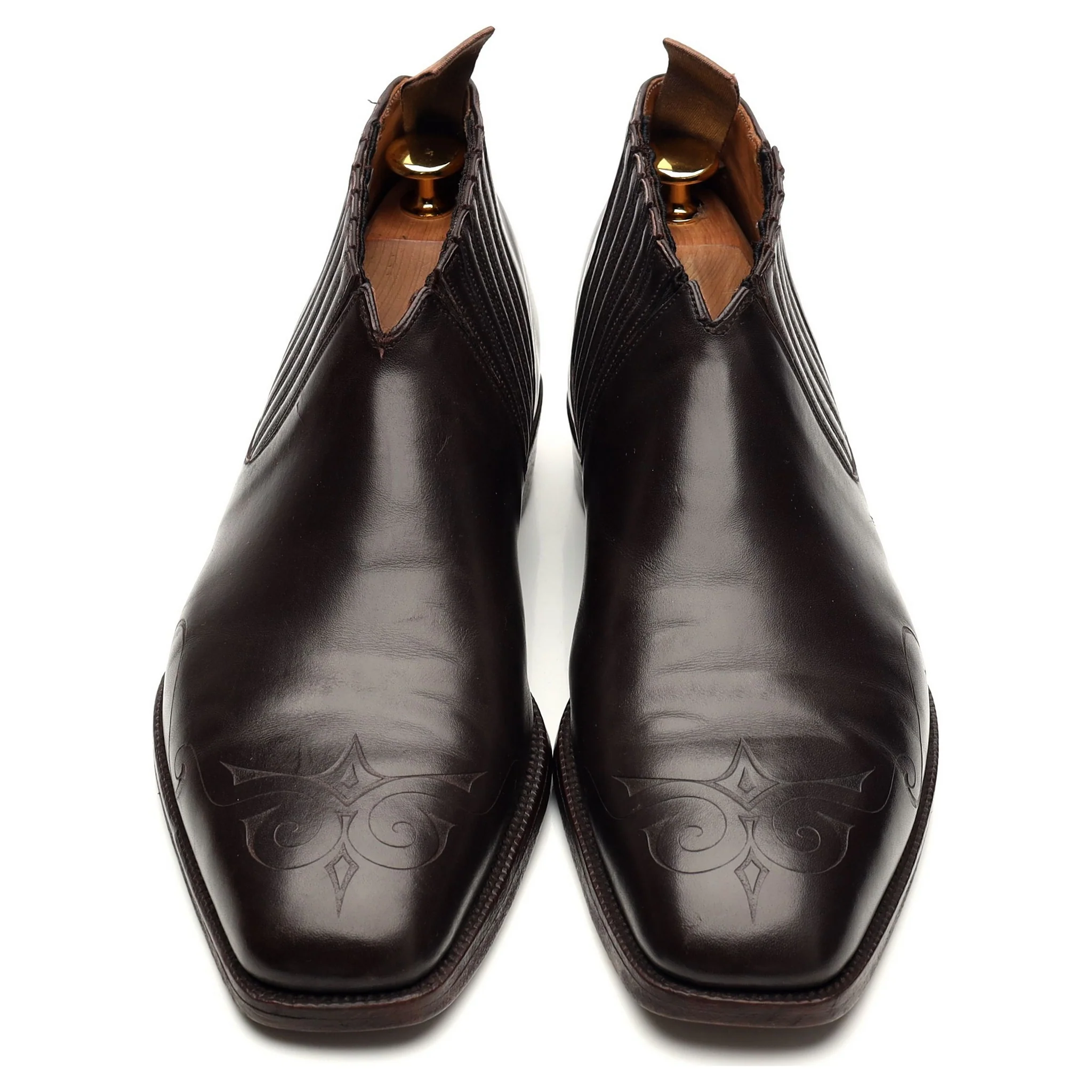 Bespoke Dark Brown Slip Leather On Ankle Boots UK 6 / UK 6.5 E - Image 2