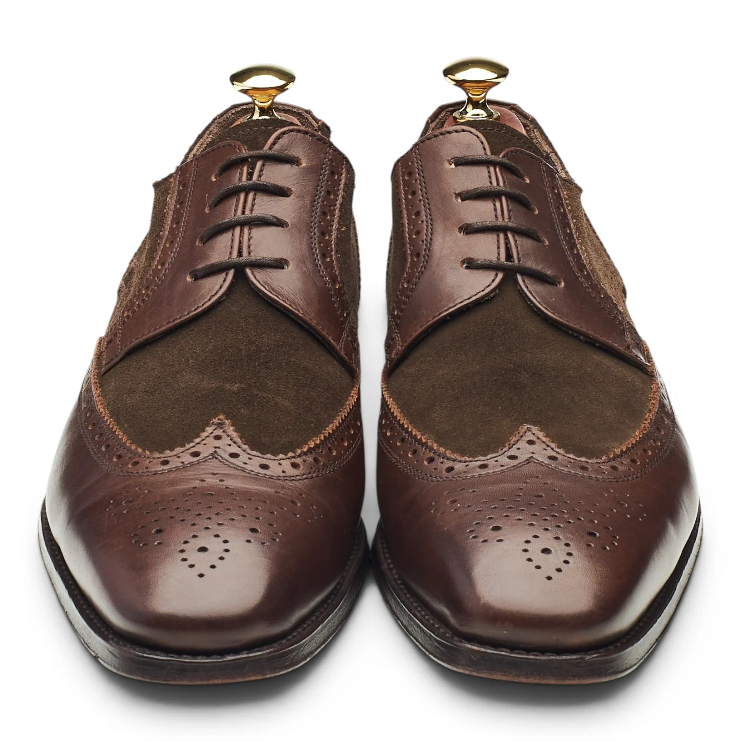 Dark Brown Leather / Suede Derby Brogues UK 9 - Image 2