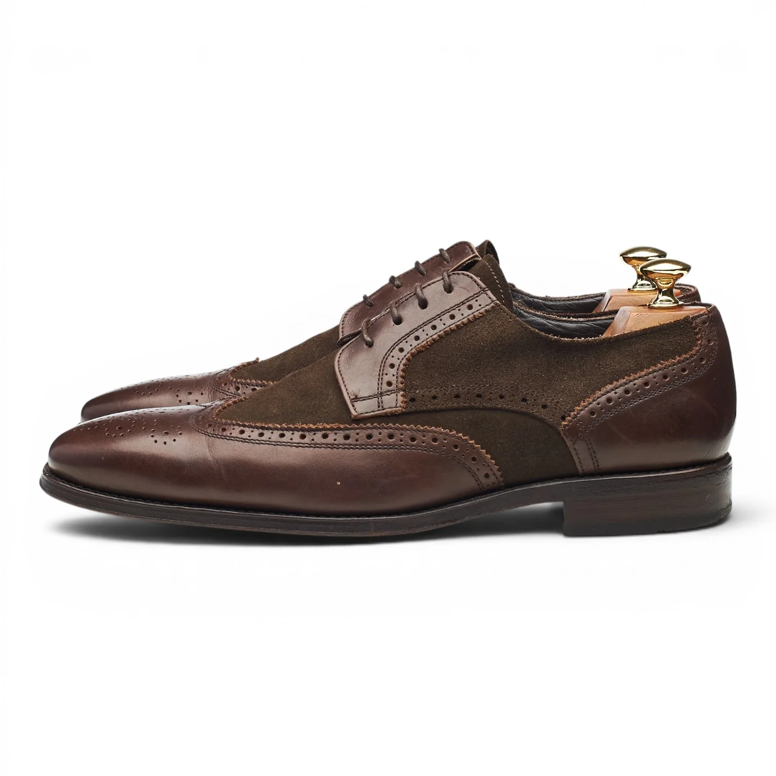 Dark Brown Leather / Suede Derby Brogues UK 9 - Image 3