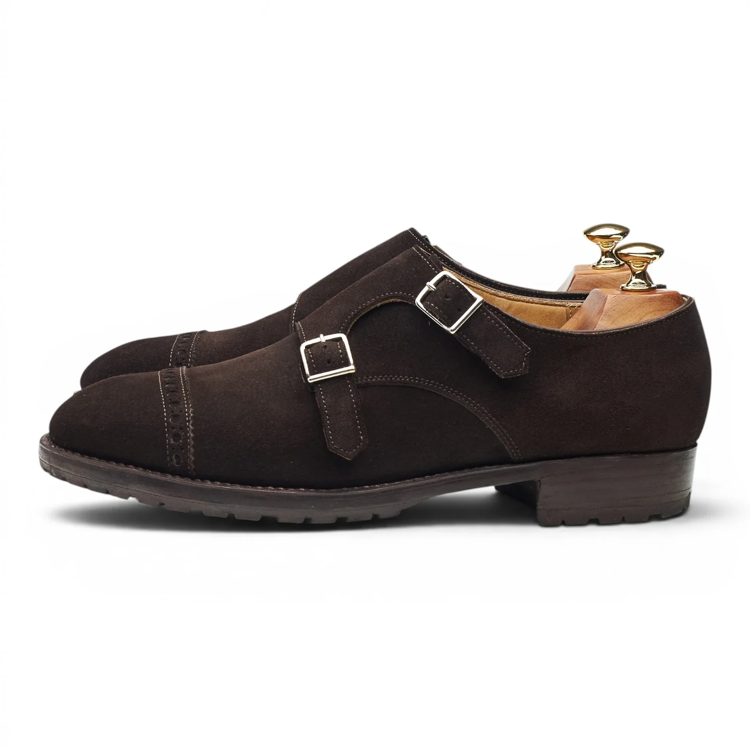 Bespoke Dark Brown Suede Double Monk Strap UK 8.5 F - Image 3