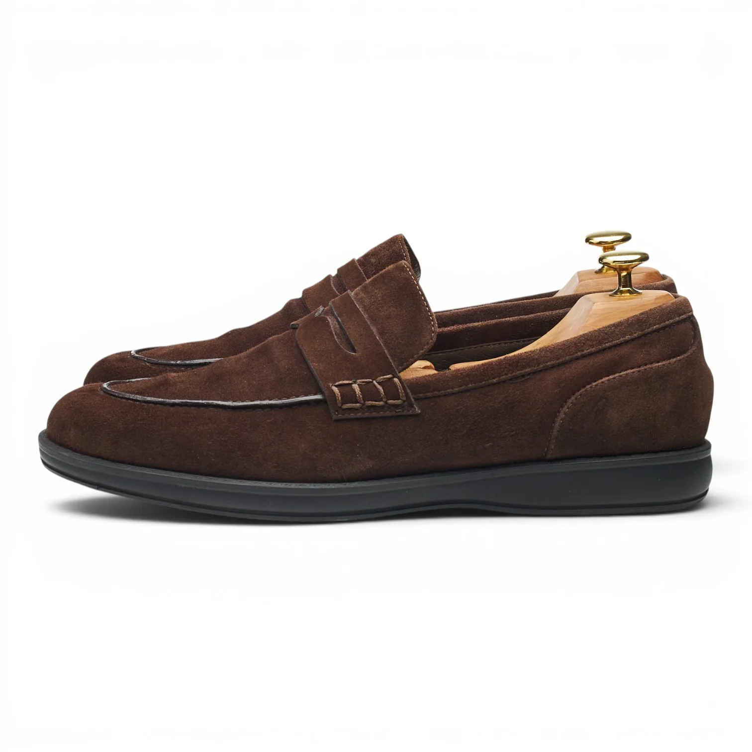 Dark Brown Suede Penny Loafers UK 8 - Image 3