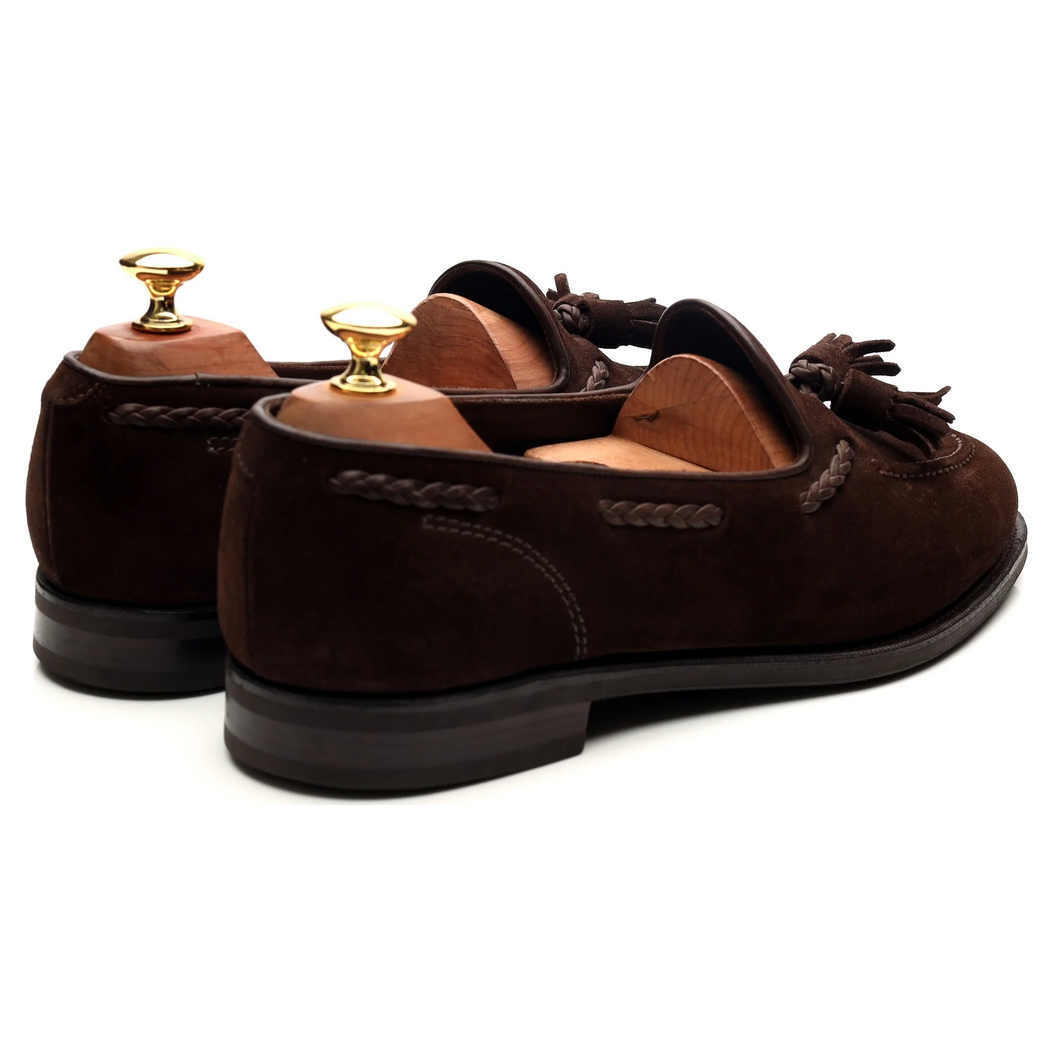 Dark Brown Suede Unlined Tassel Loafers UK 9 E - Image 5