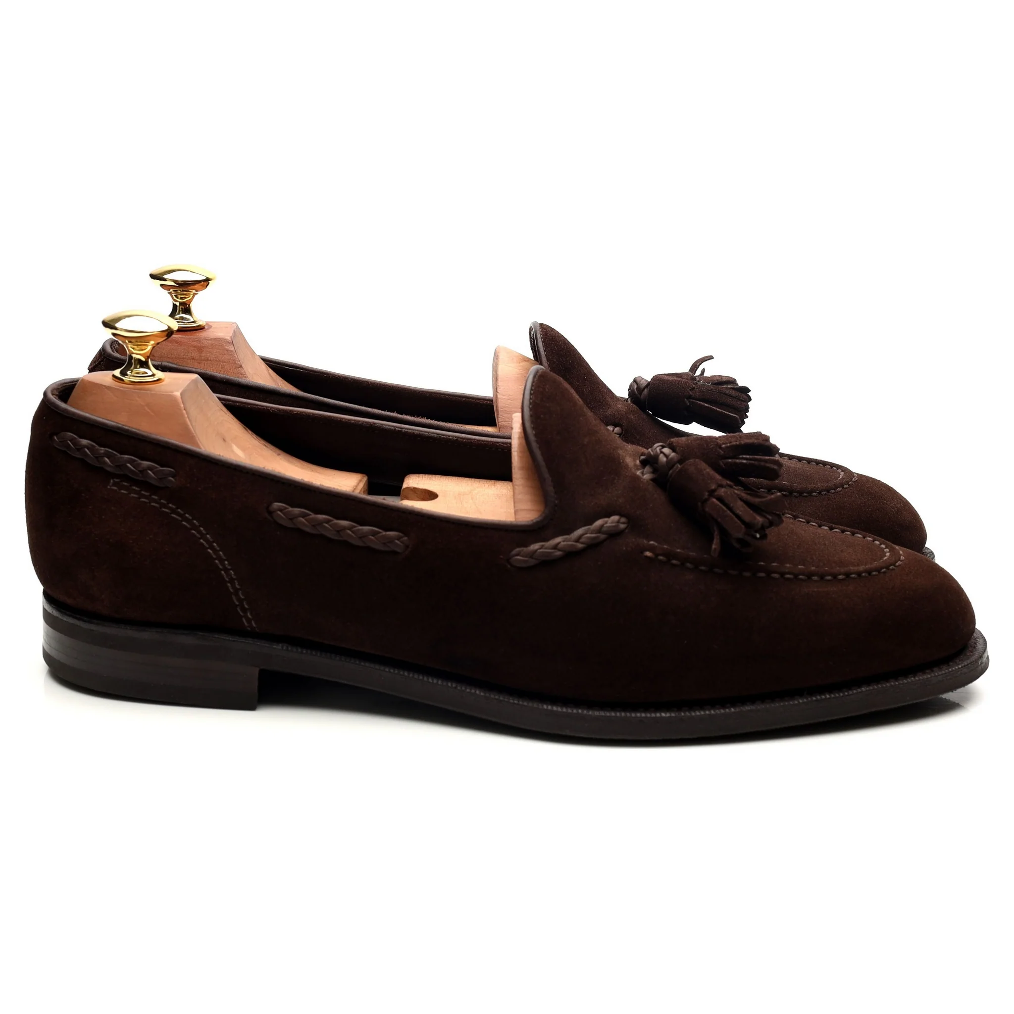 Dark Brown Suede Unlined Tassel Loafers UK 9 E - Image 6