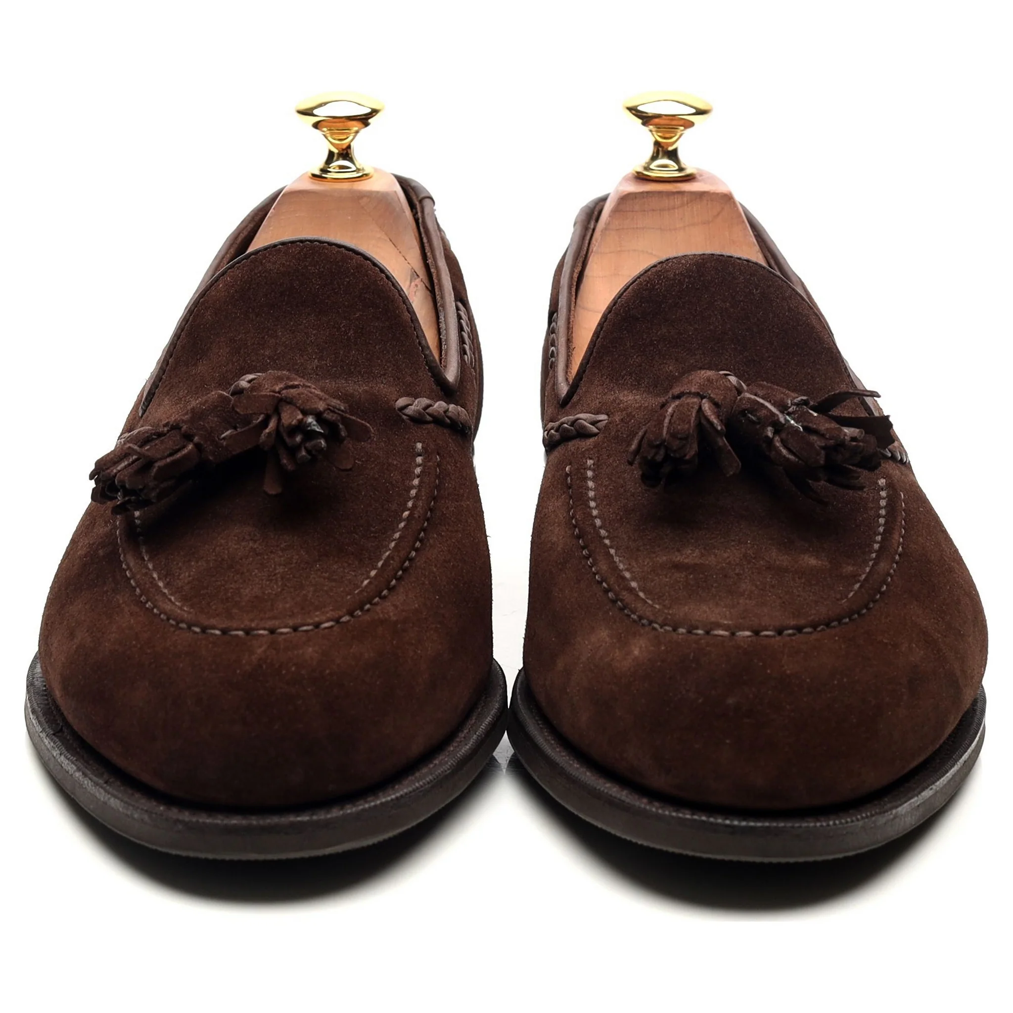 Dark Brown Suede Unlined Tassel Loafers UK 9 E - Image 8