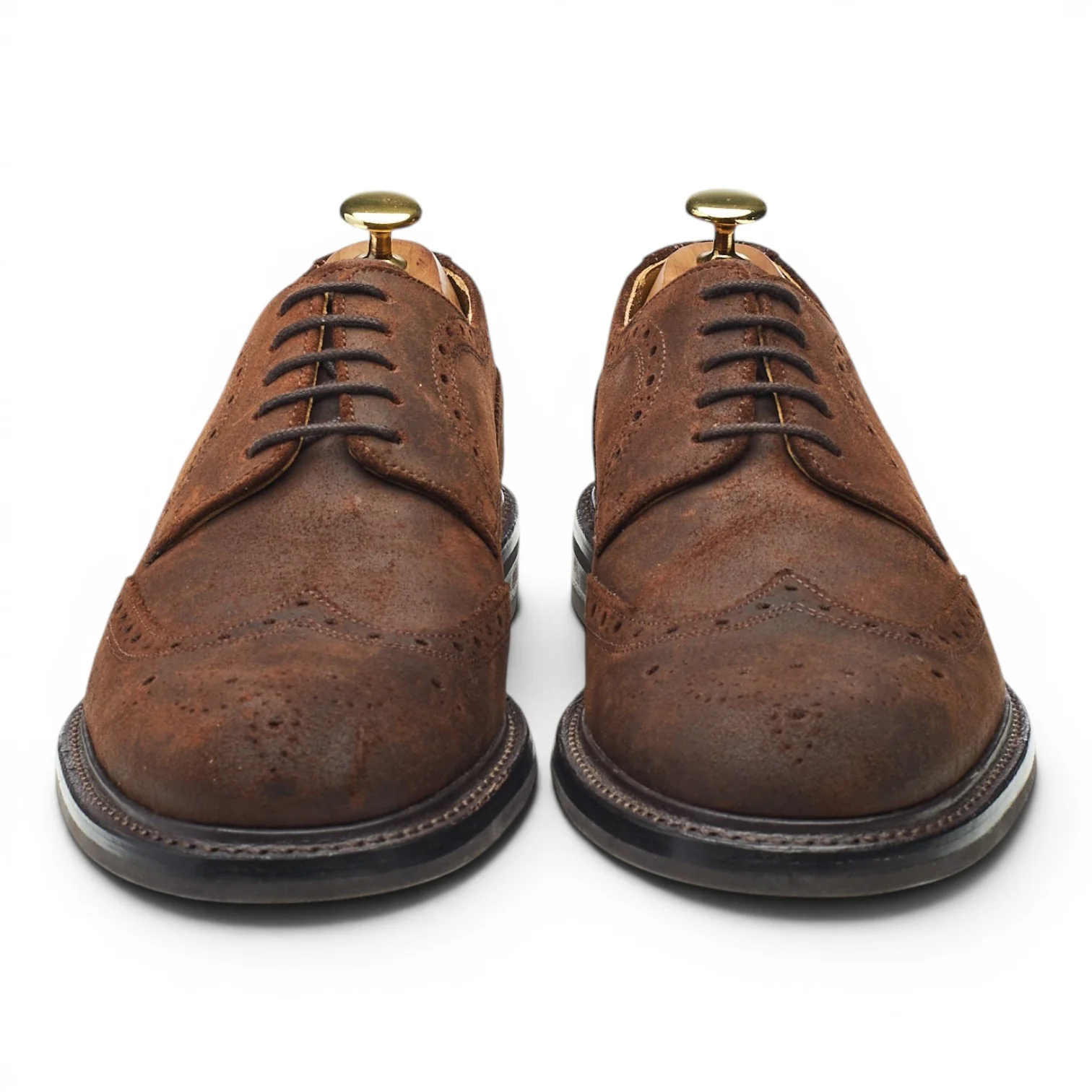 Dark Brown Waxed Suede Derby Brogues UK 8 F - Image 2