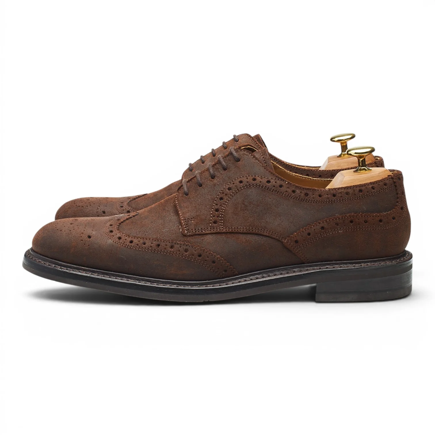 Dark Brown Waxed Suede Derby Brogues UK 8 F - Image 3