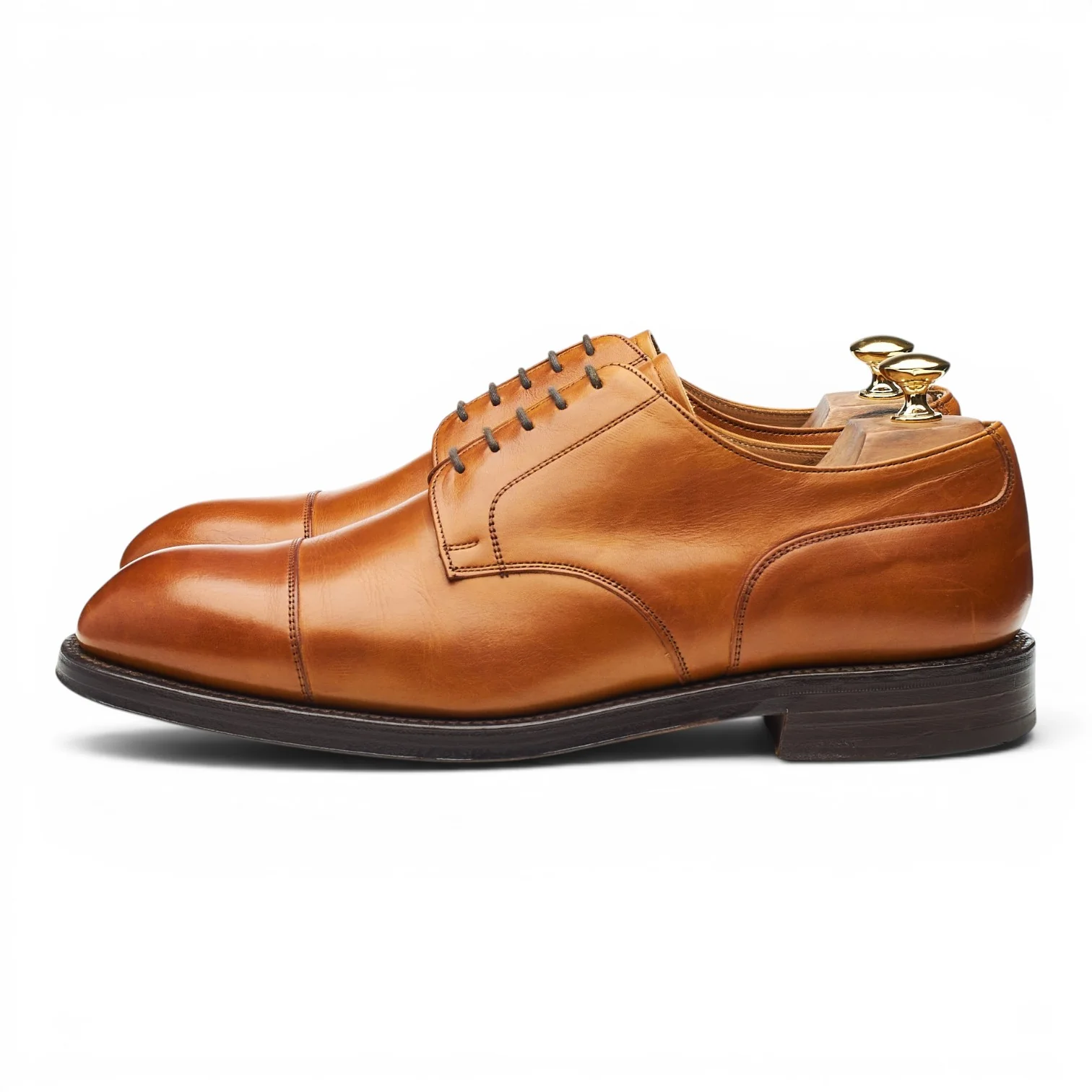 'Deacon' Tan Brown Leather Cap Toe Derby UK 10 F - Image 3