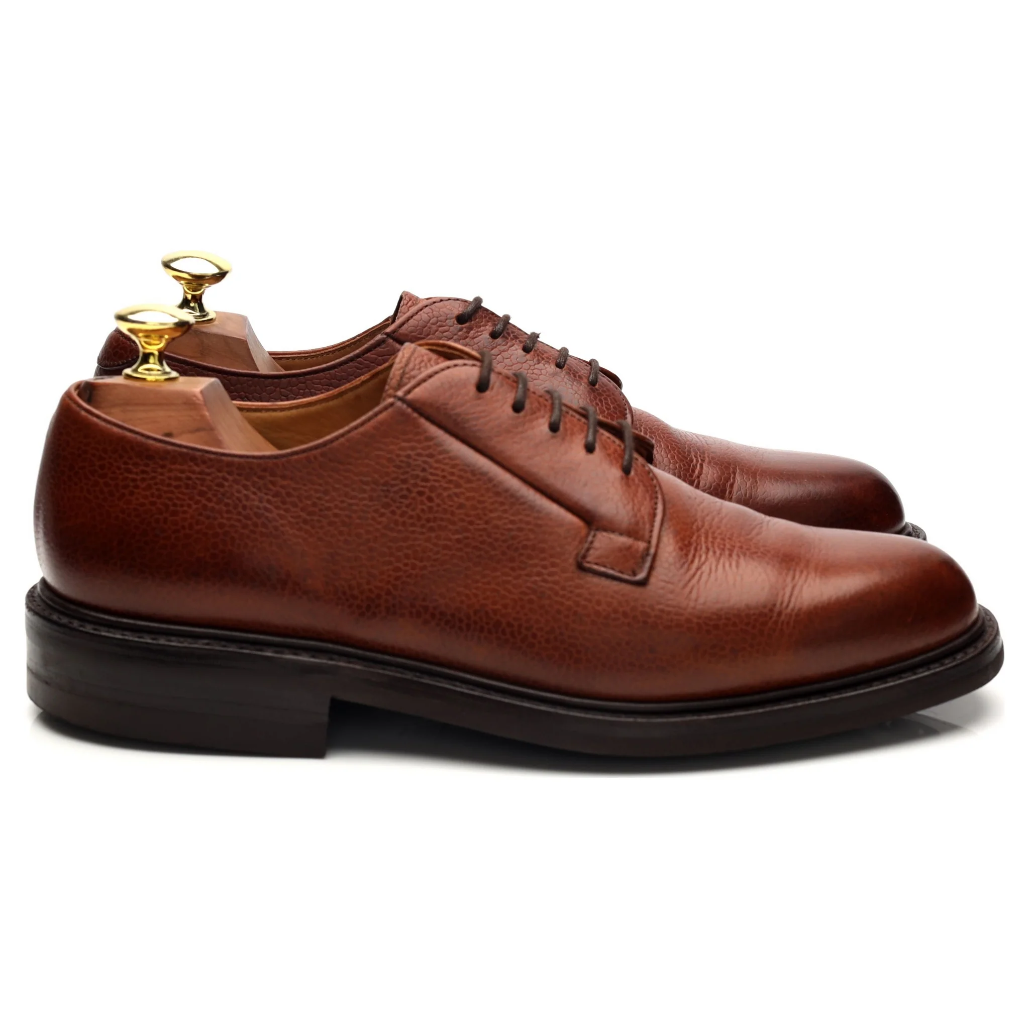 'Deal' Tan Brown Grain Leather Derby UK 7 F