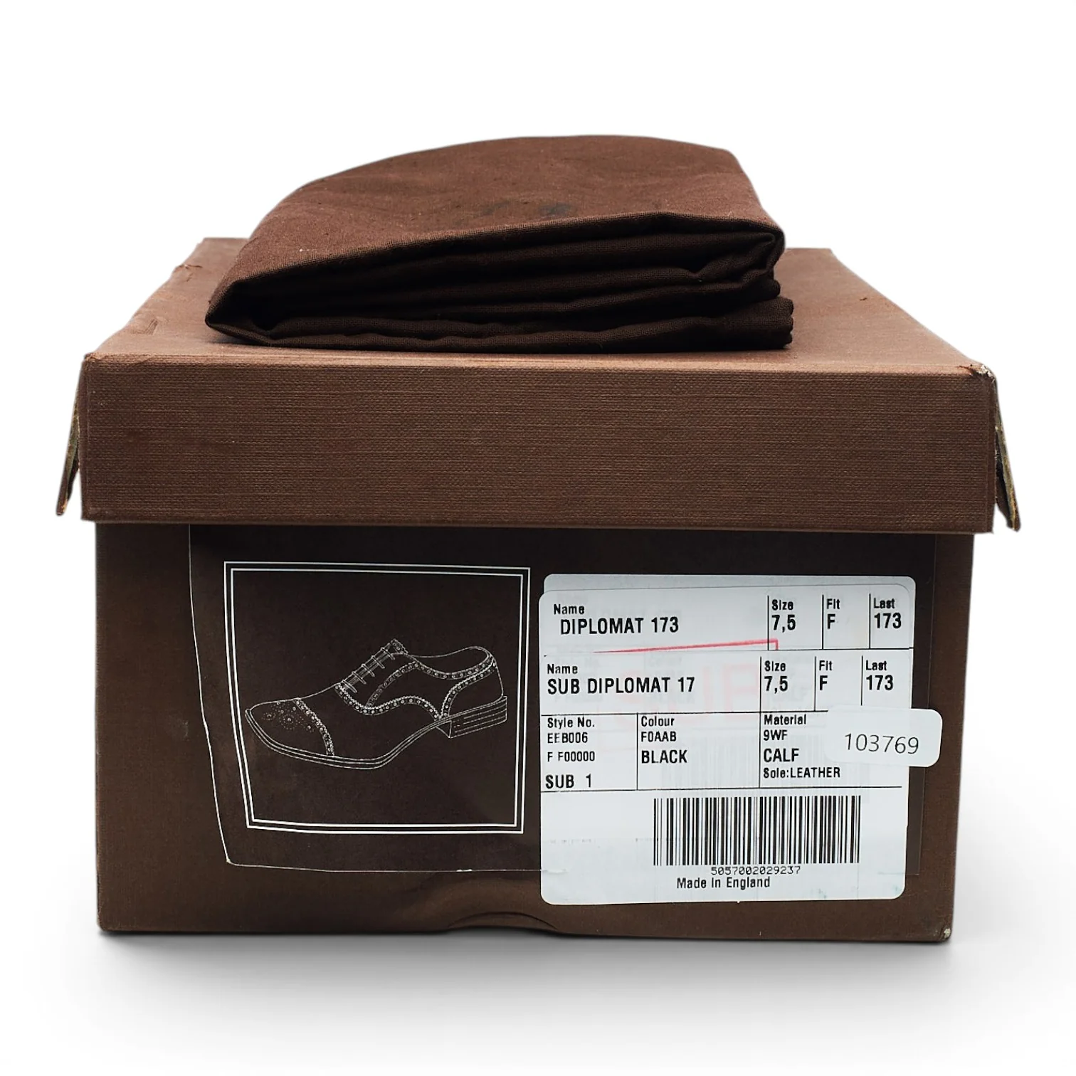 'Diplomat' Black Leather Oxford Brogues UK 7.5 F - Image 8