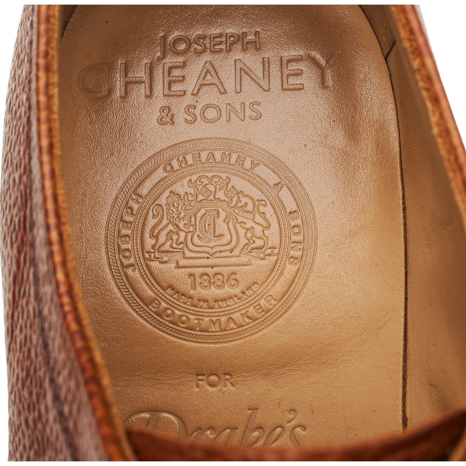Drake's 'Newton' Tan Brown Grain Leather Split Toe Derby UK 7.5 F - Image 6