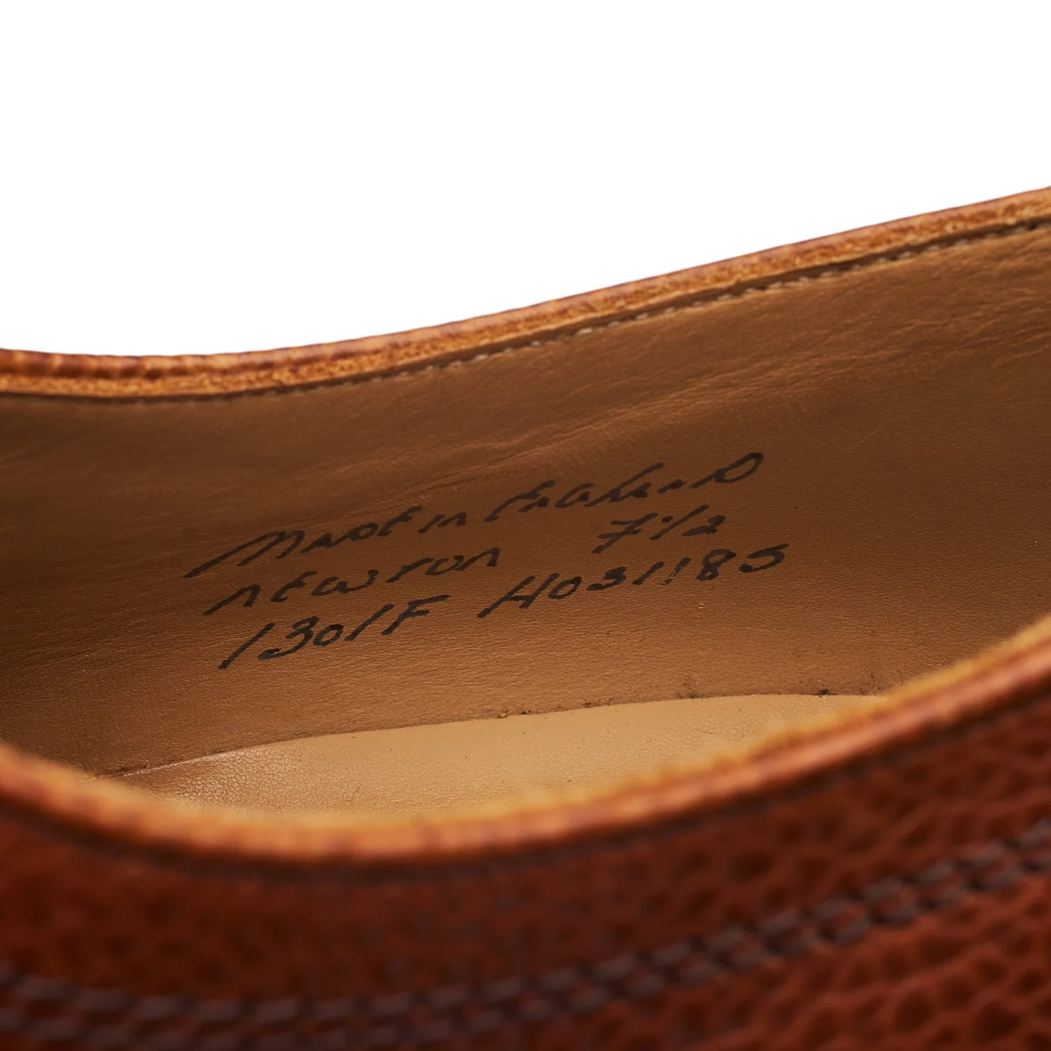 Drake's 'Newton' Tan Brown Grain Leather Split Toe Derby UK 7.5 F - Image 7