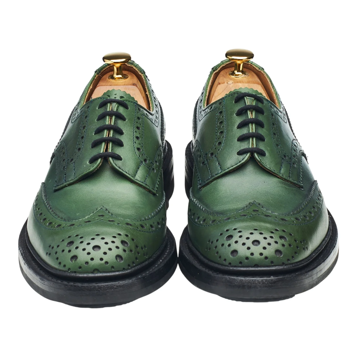 'Durham' Green Leather Derby Brogues UK 6 - Image 2
