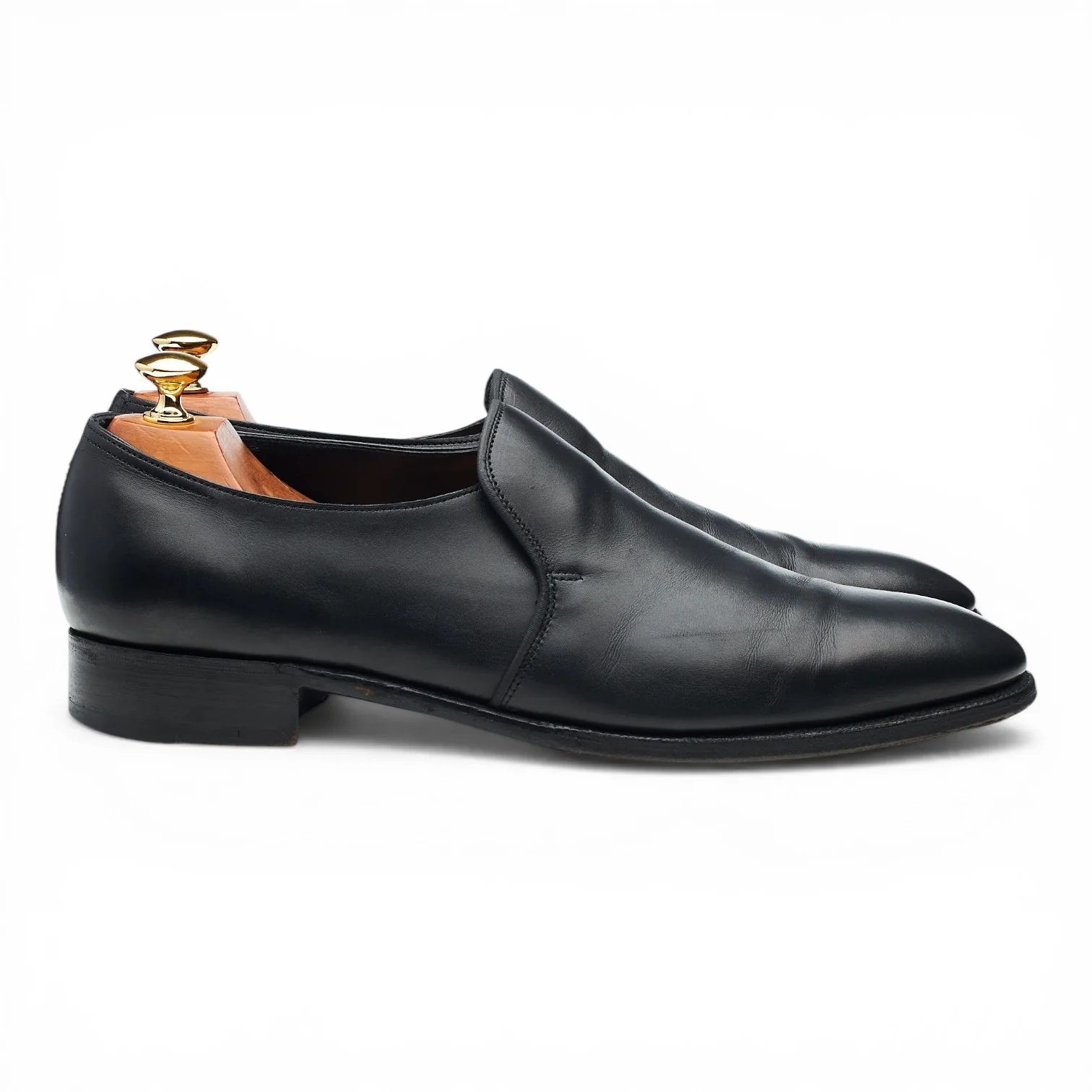 'Edward' Black Leather Slip On Loafers UK 9.5 E