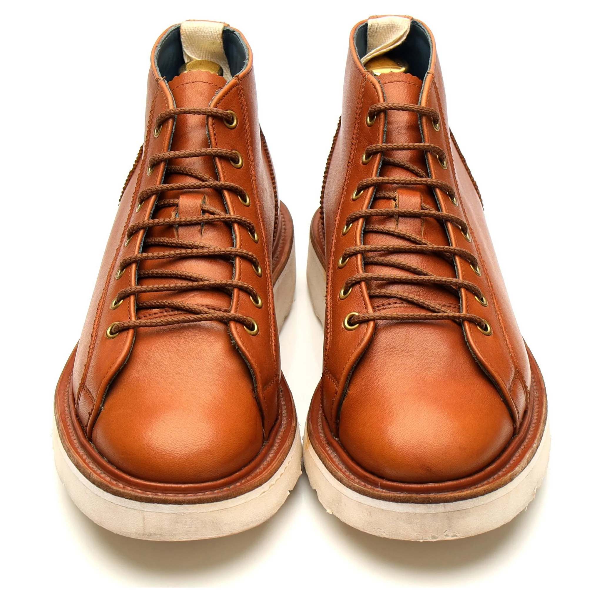 'Ethan' Tan Brown Leather Monkey Boots UK 6.5 - Image 2