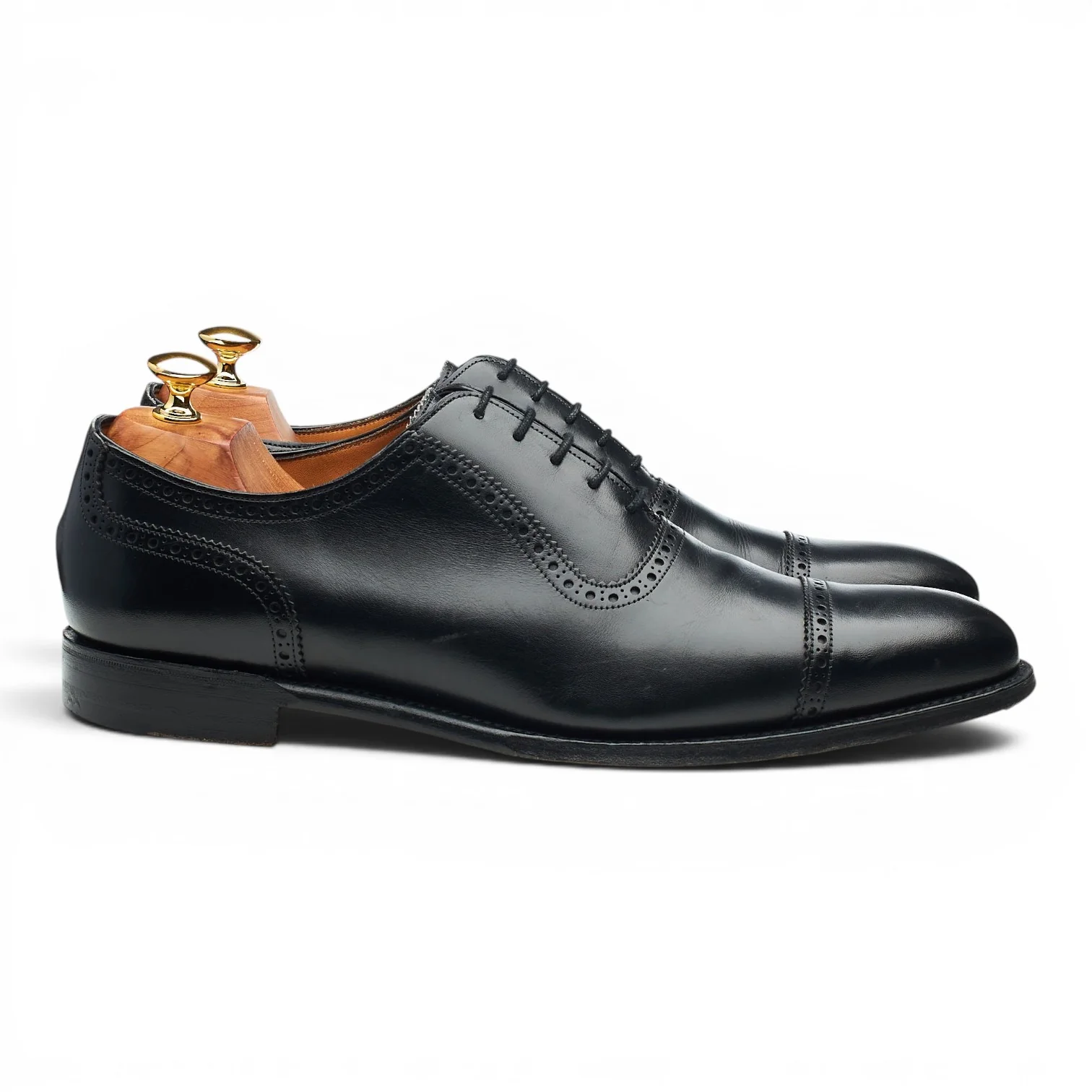 'Fenchurch' Black Leather Oxford Semi Brogues UK 10 F