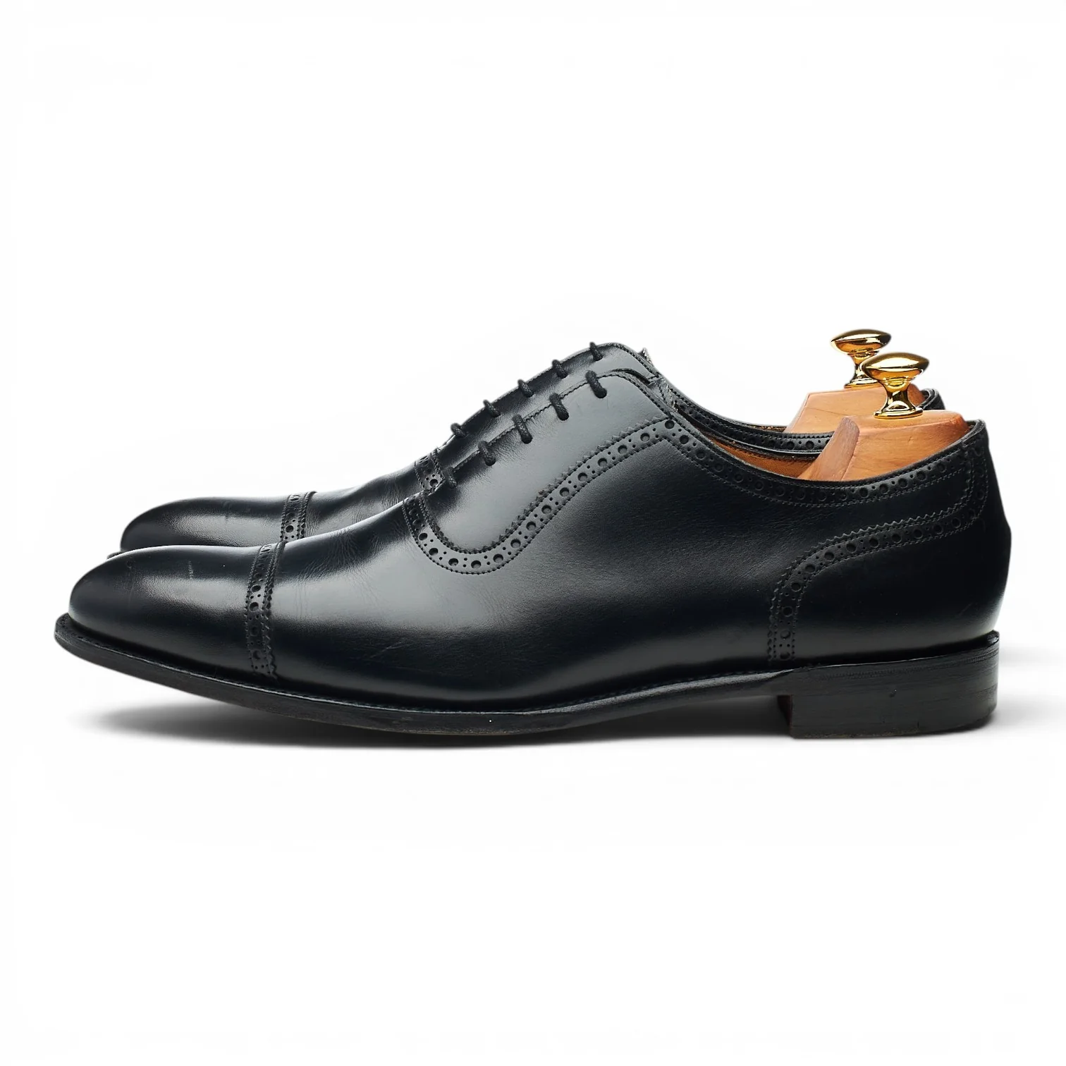 'Fenchurch' Black Leather Oxford Semi Brogues UK 10 F - Image 3