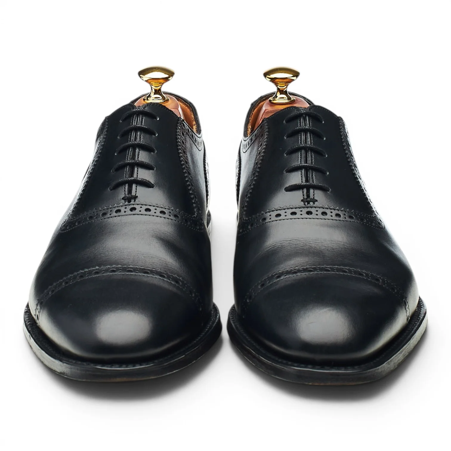 'Fenchurch' Black Leather Oxford Semi Brogues UK 9 F - Image 2