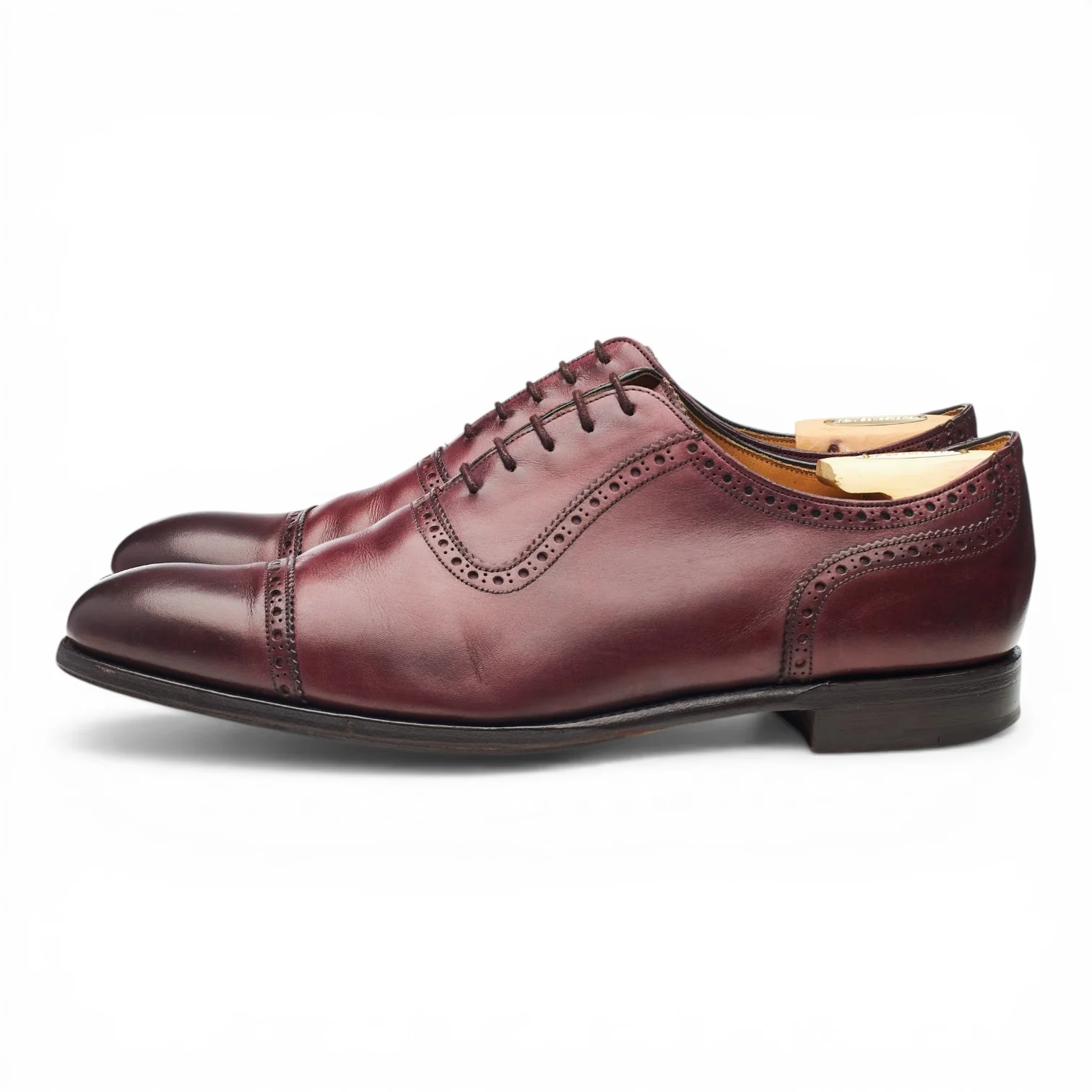 'Fenchurch' Burgundy Leather Oxford Semi Brogues UK 10 F - Image 3